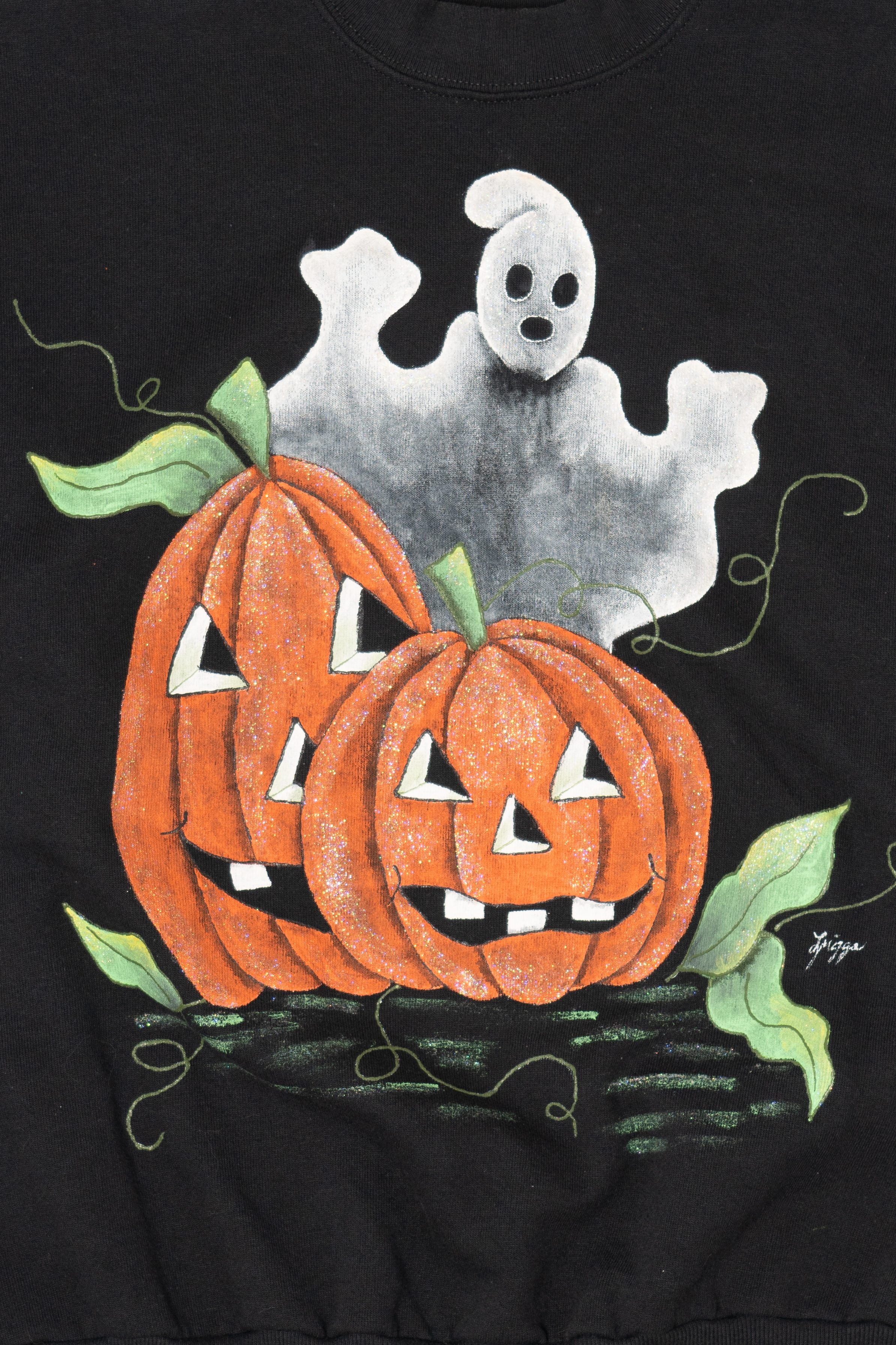 Vintage Halloween Ghost In Jack O Lantern Sweatshirt (1990s)