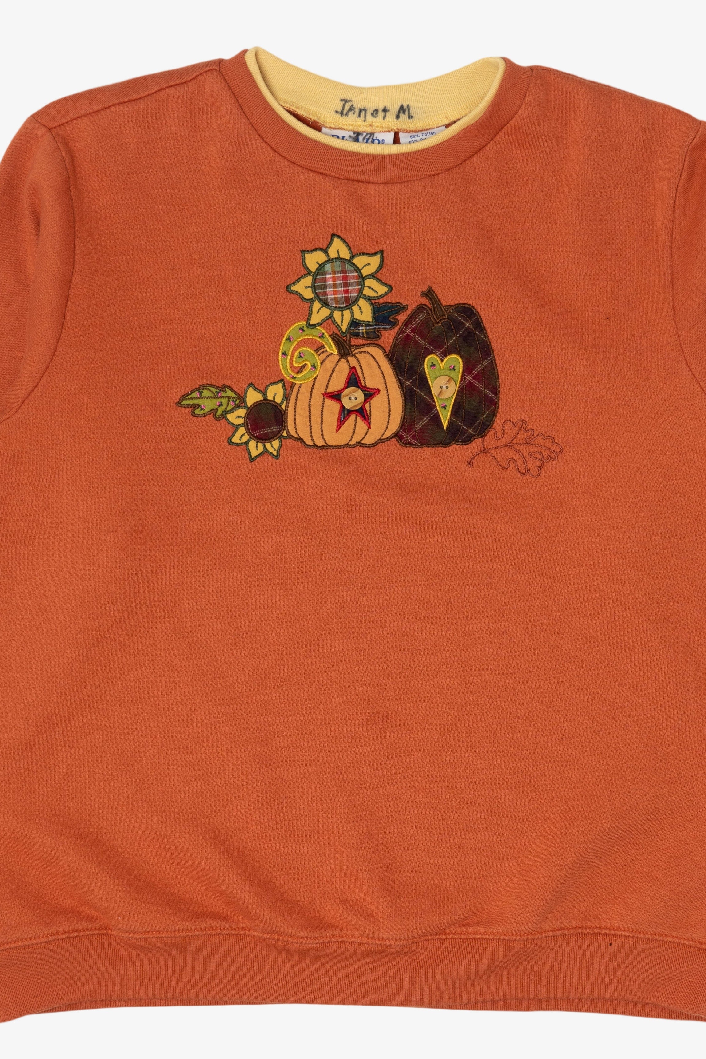 Vintage Orange Blair Pumpkin Sunflower Autumn Harvest Sweatshirt (1990s)