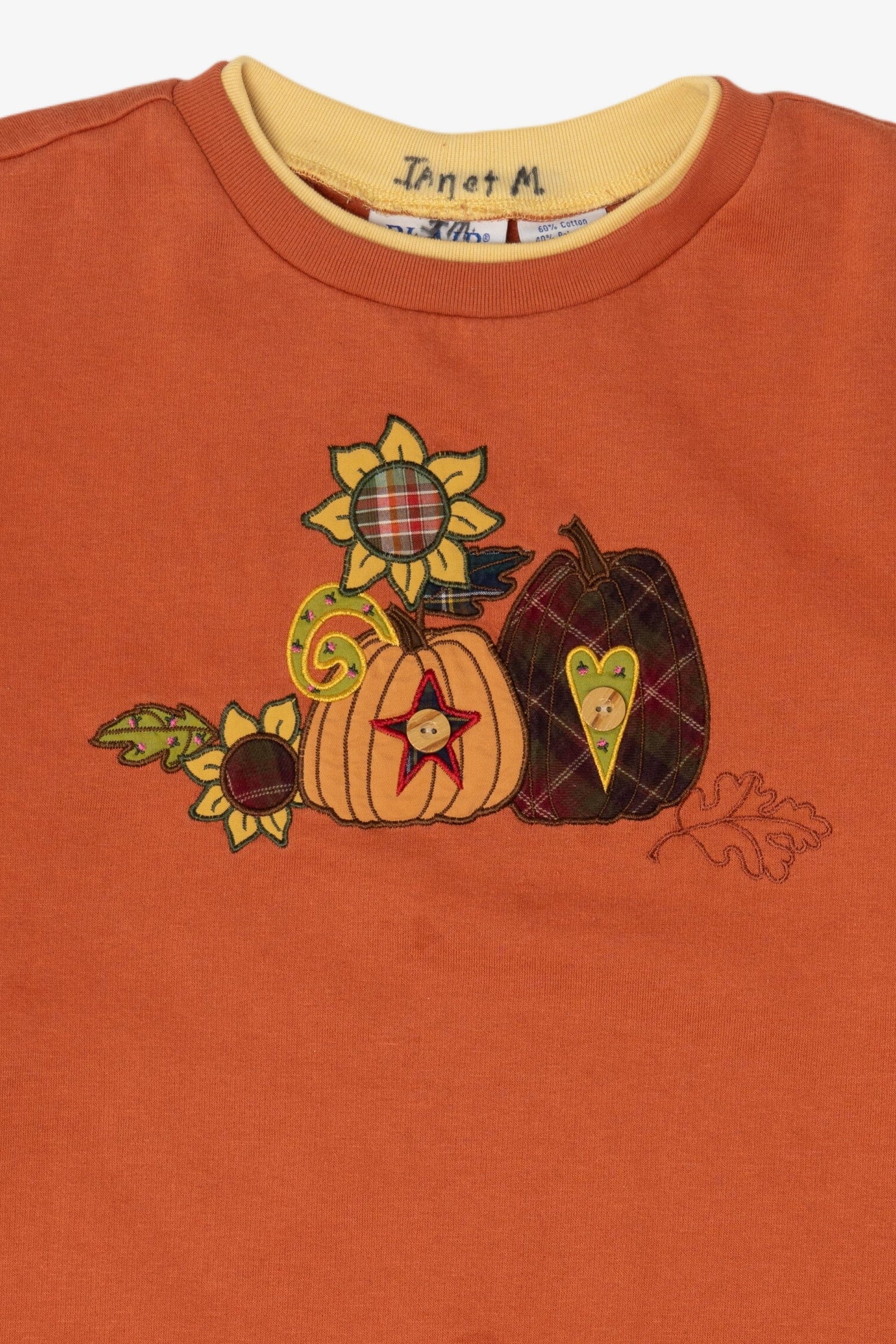 Vintage Orange Blair Pumpkin Sunflower Autumn Harvest Sweatshirt (1990s)