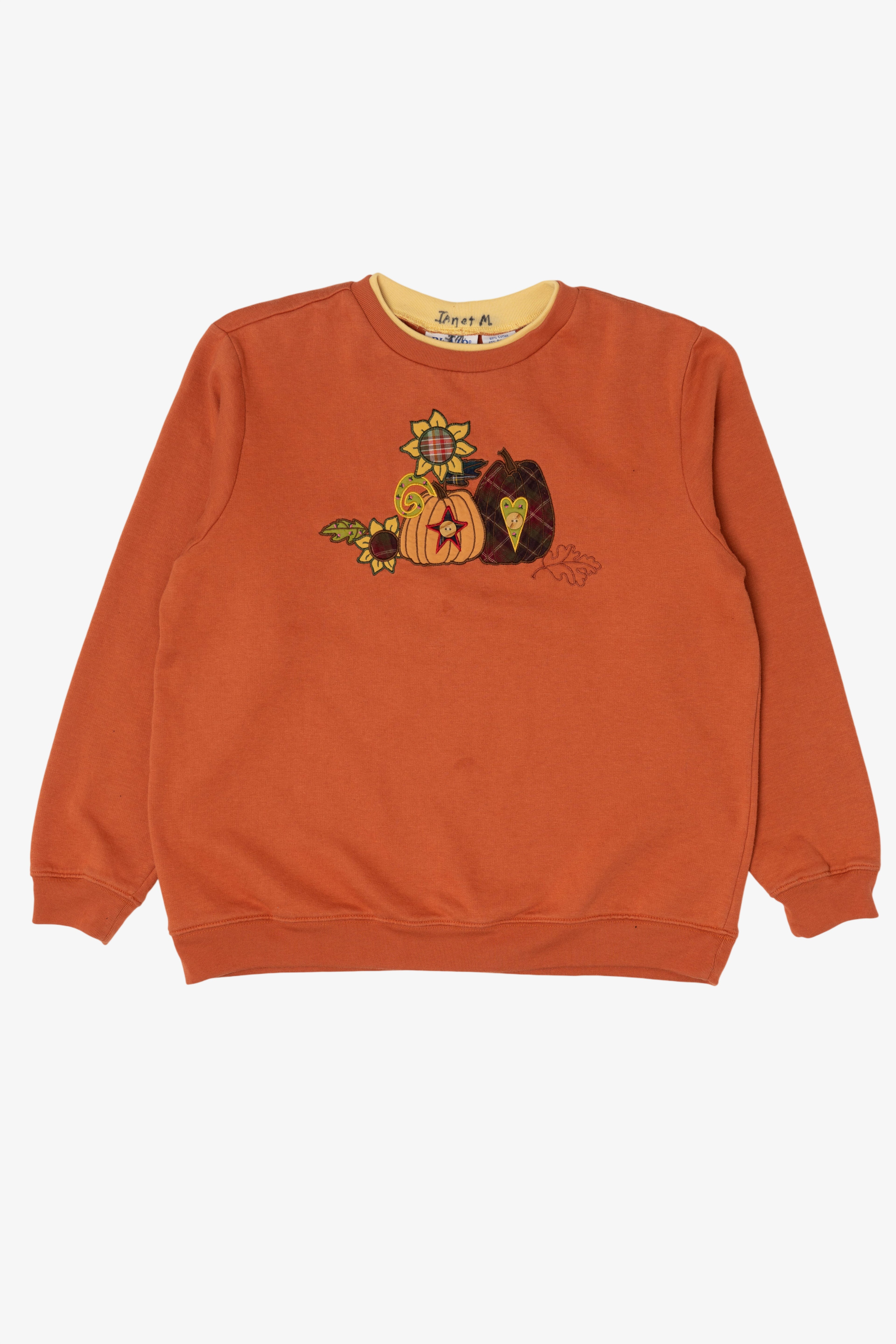 Vintage Orange Blair Pumpkin Sunflower Autumn Harvest Sweatshirt (1990s)