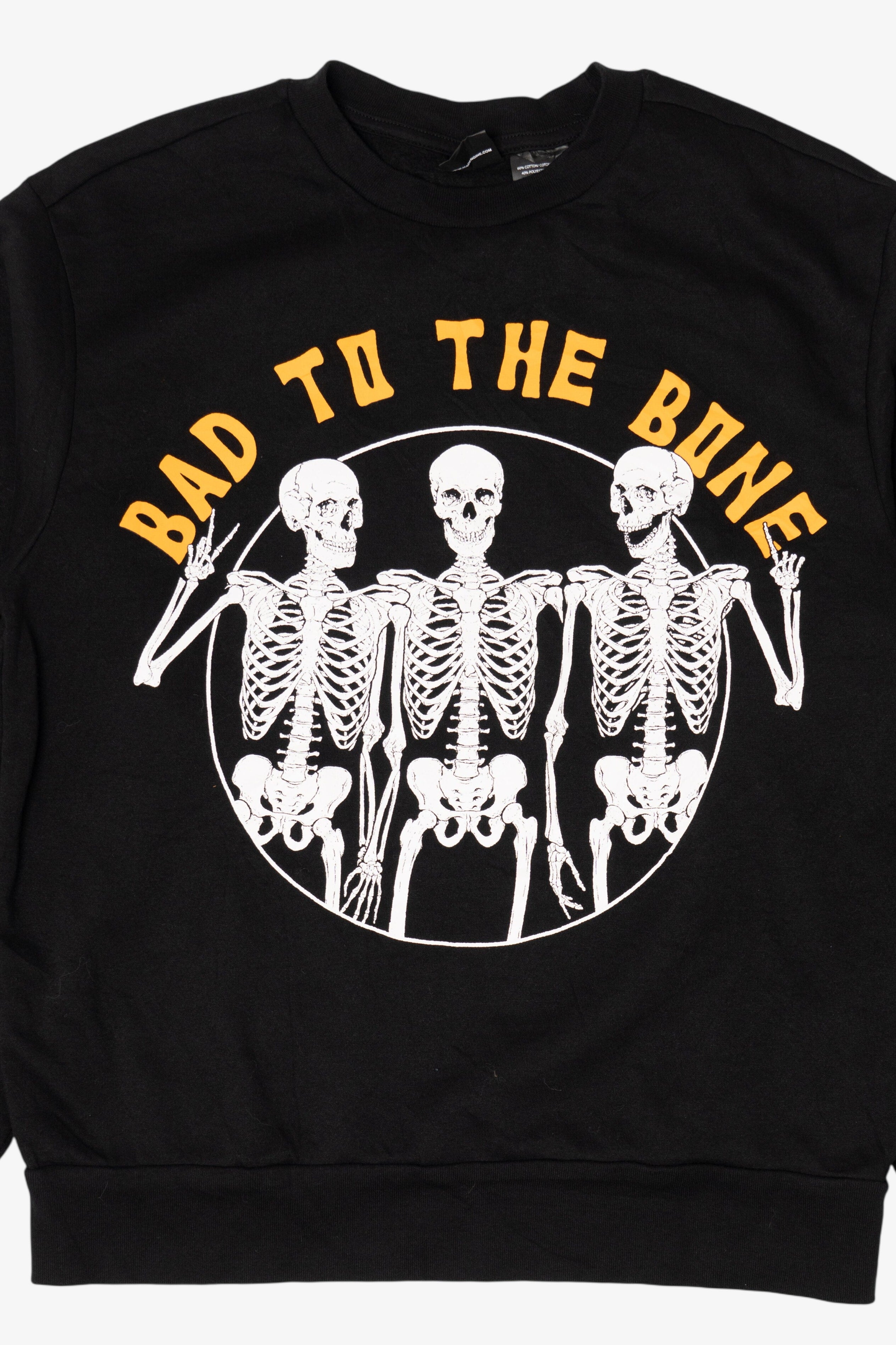 Black "Bad To The Bone" Skeletons Halloween Sweatshirt