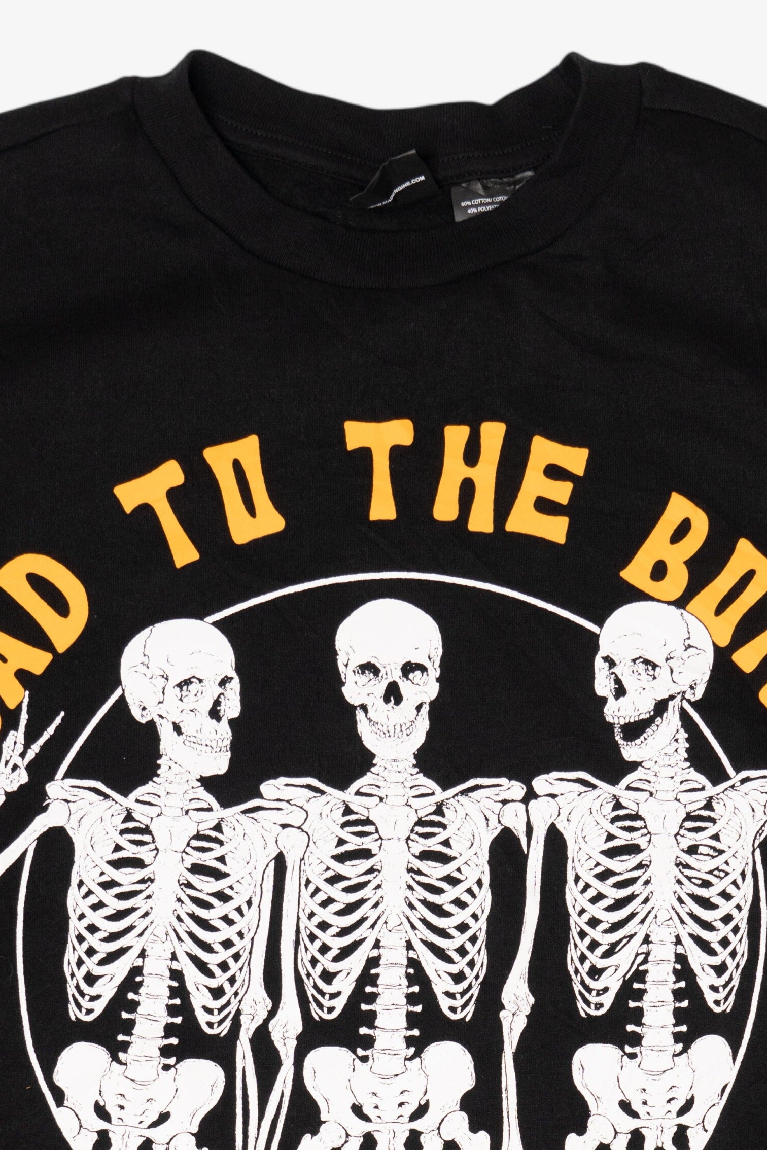 Black "Bad To The Bone" Skeletons Halloween Sweatshirt
