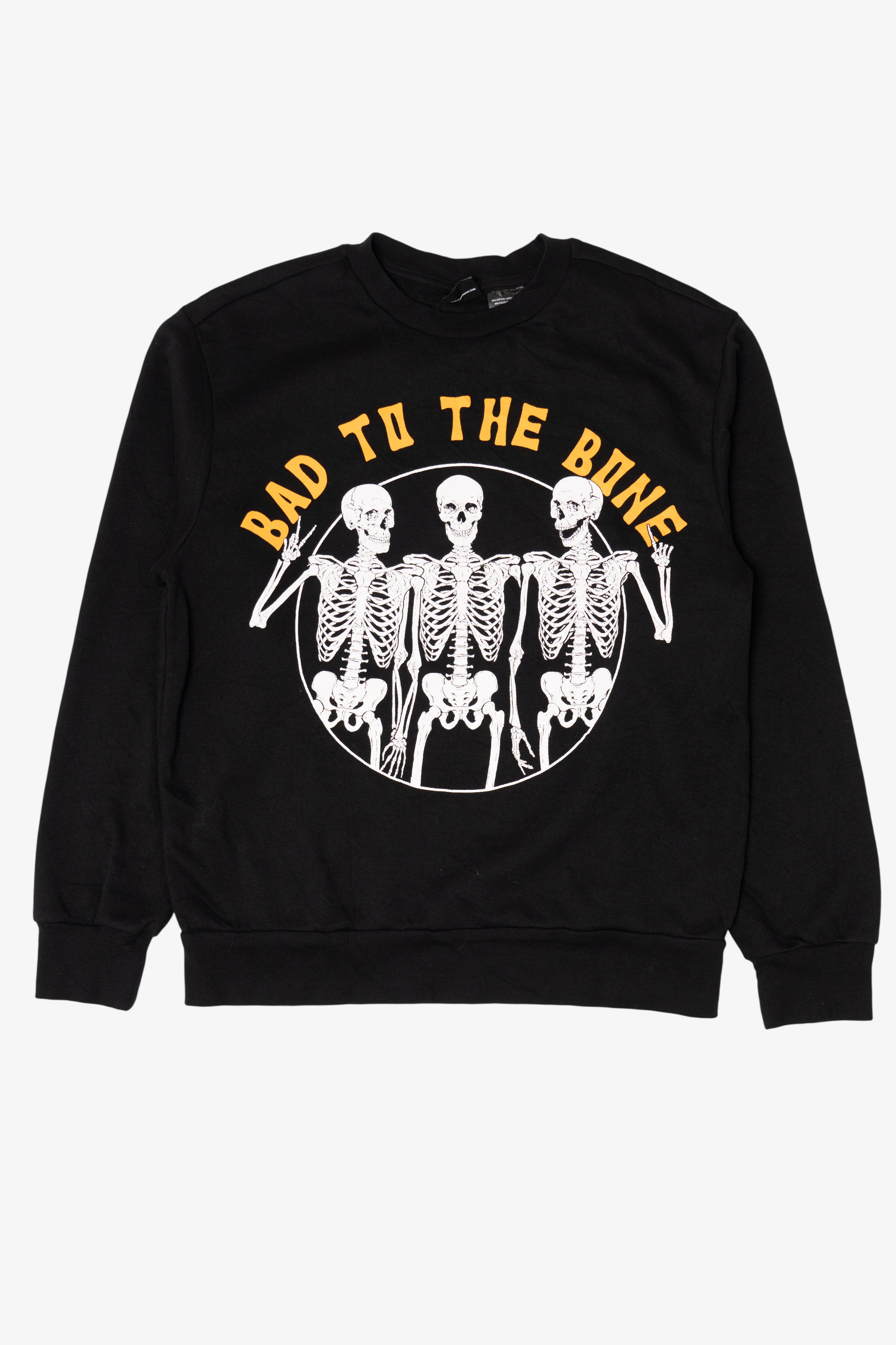 Black "Bad To The Bone" Skeletons Halloween Sweatshirt