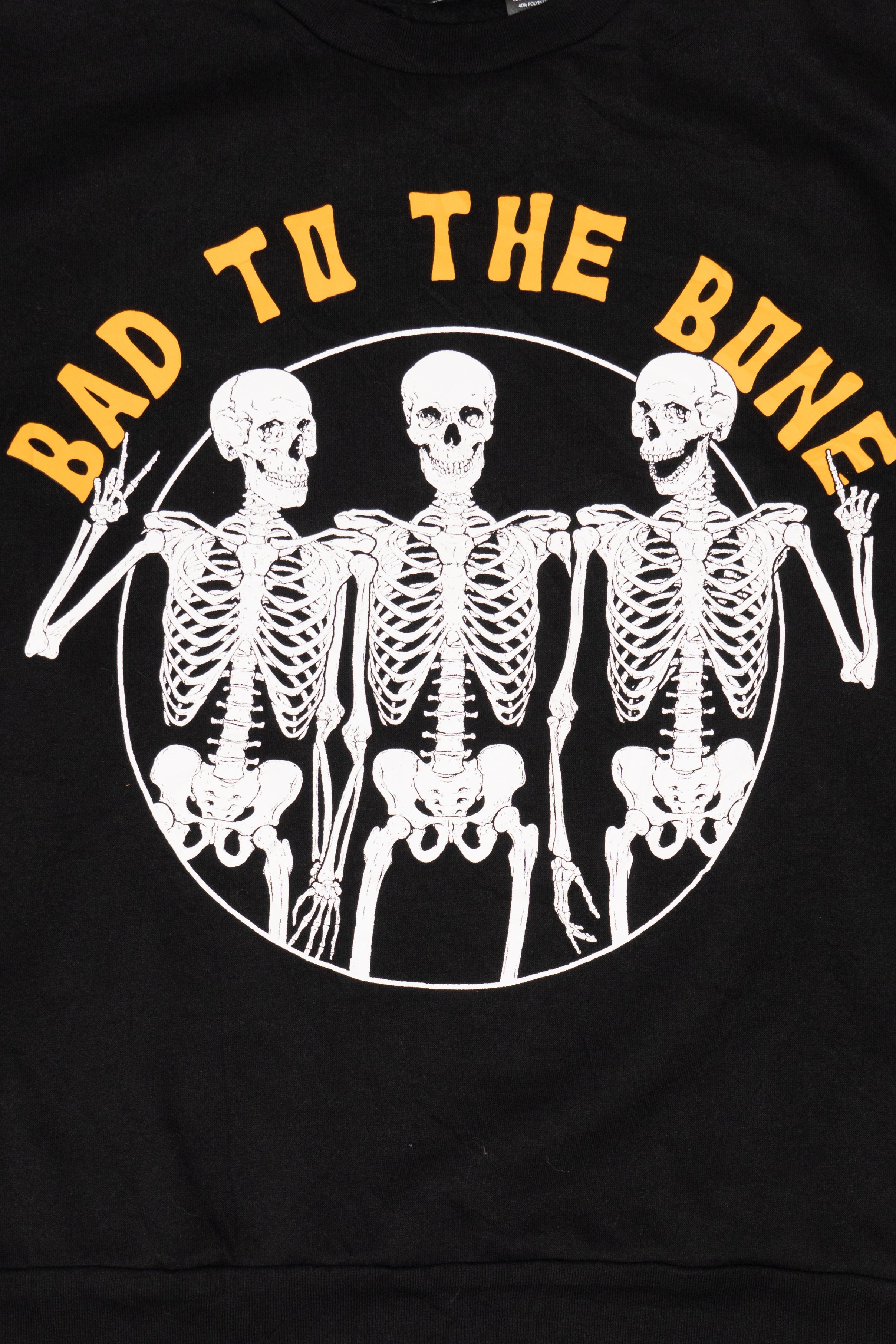 Black "Bad To The Bone" Skeletons Halloween Sweatshirt