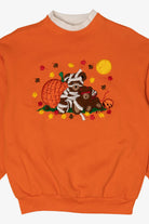 Vintage Orange Embroidered Teddy Bears Halloween Sweatshirt (1990s)