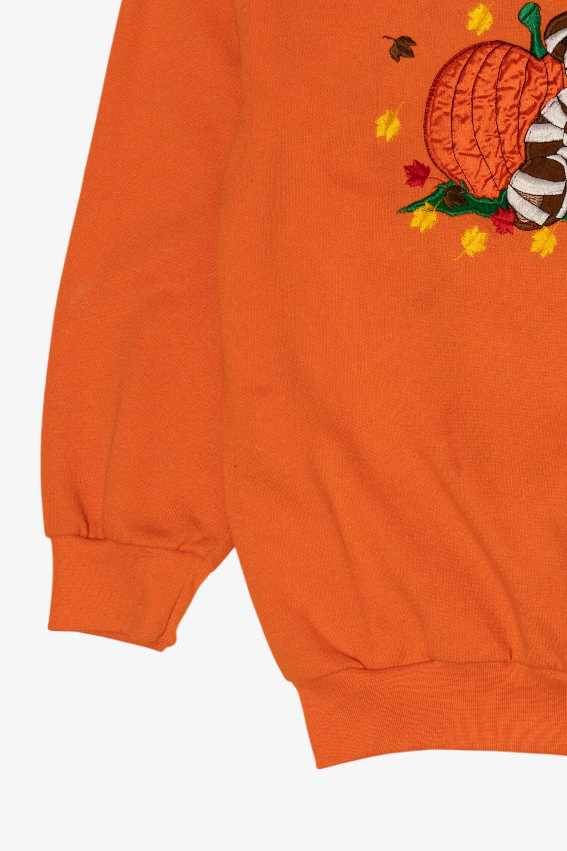 Vintage Orange Embroidered Teddy Bears Halloween Sweatshirt (1990s)