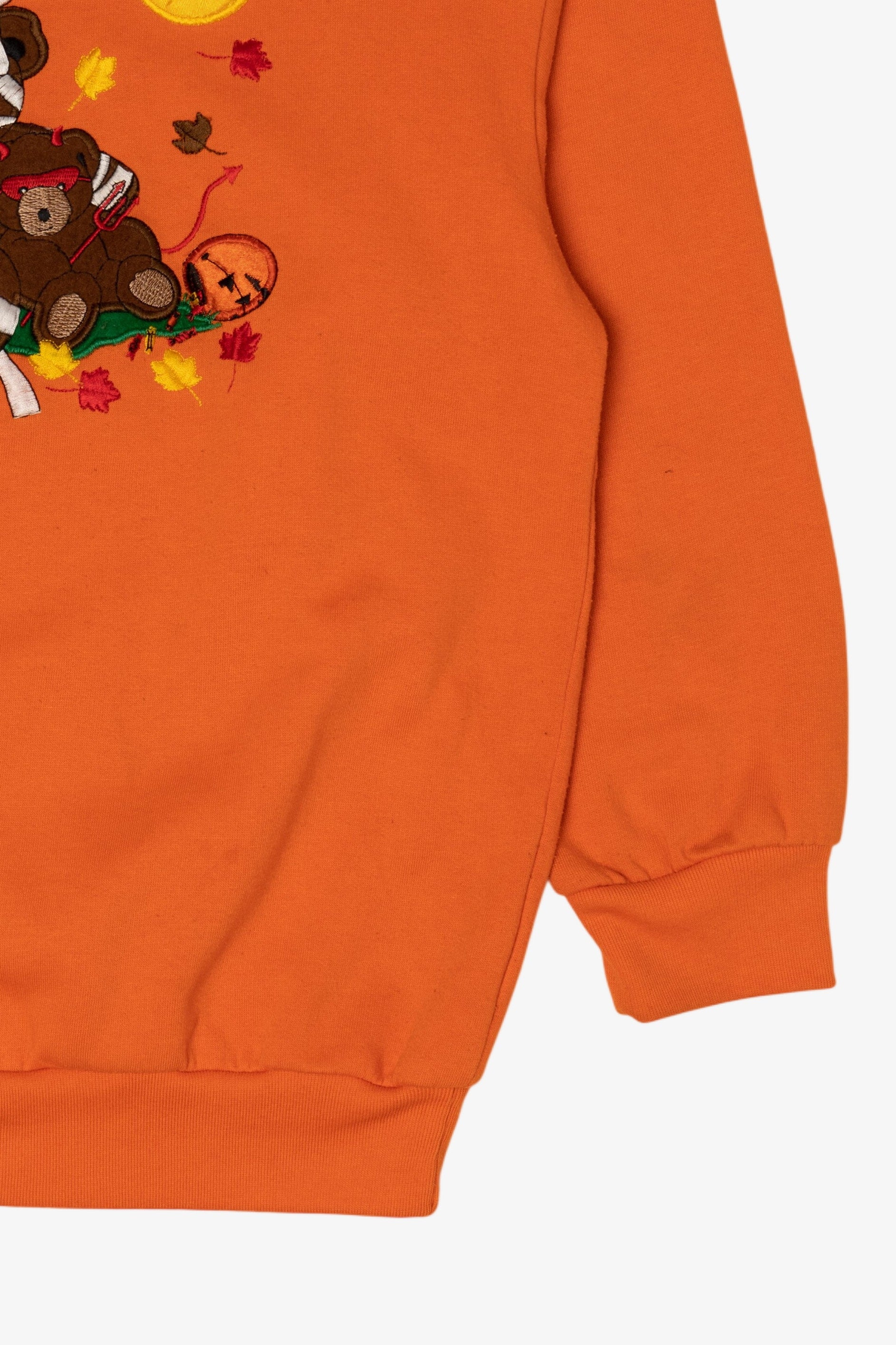 Vintage Orange Embroidered Teddy Bears Halloween Sweatshirt (1990s)
