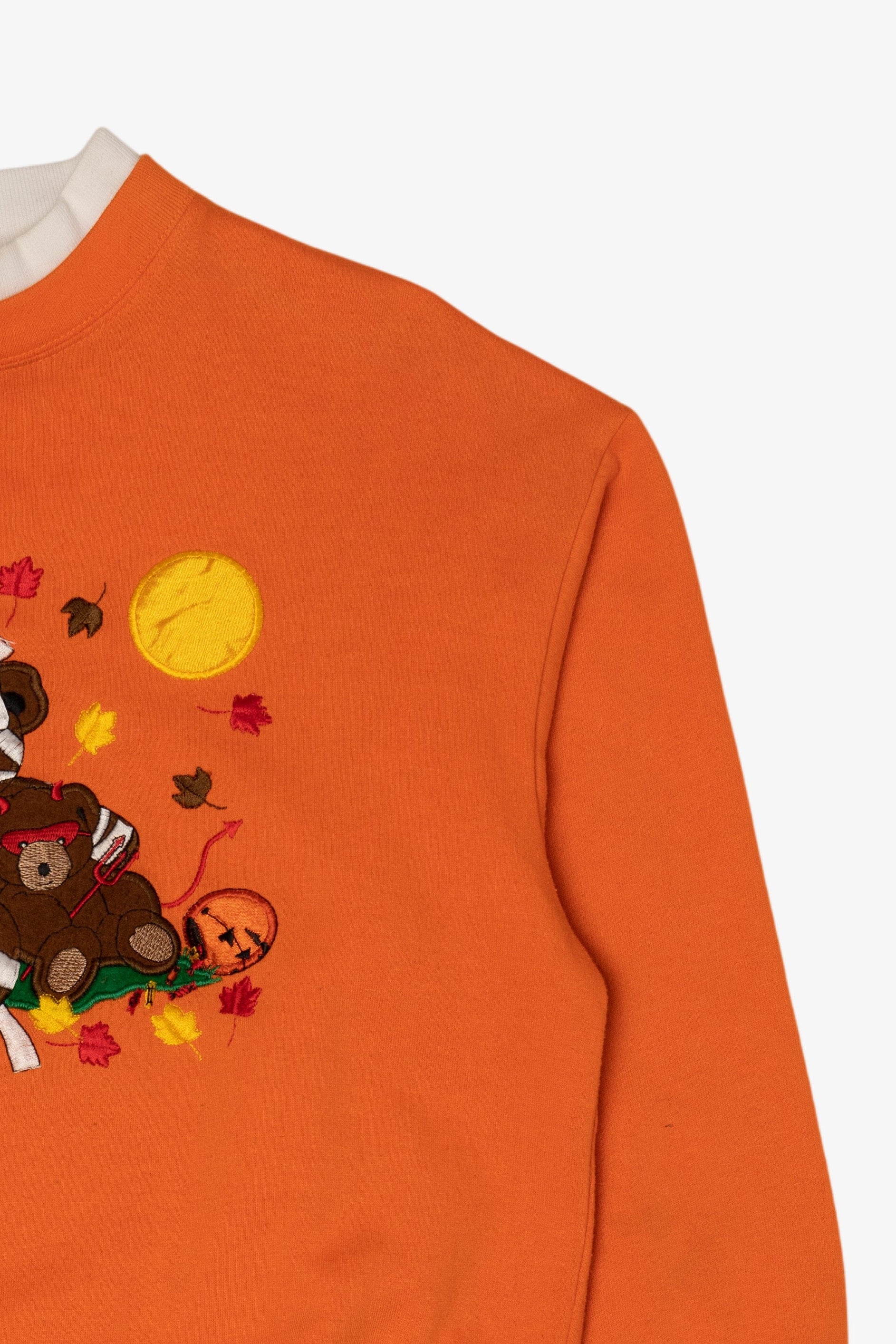 Vintage Orange Embroidered Teddy Bears Halloween Sweatshirt (1990s)