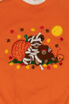 Vintage Orange Embroidered Teddy Bears Halloween Sweatshirt (1990s)