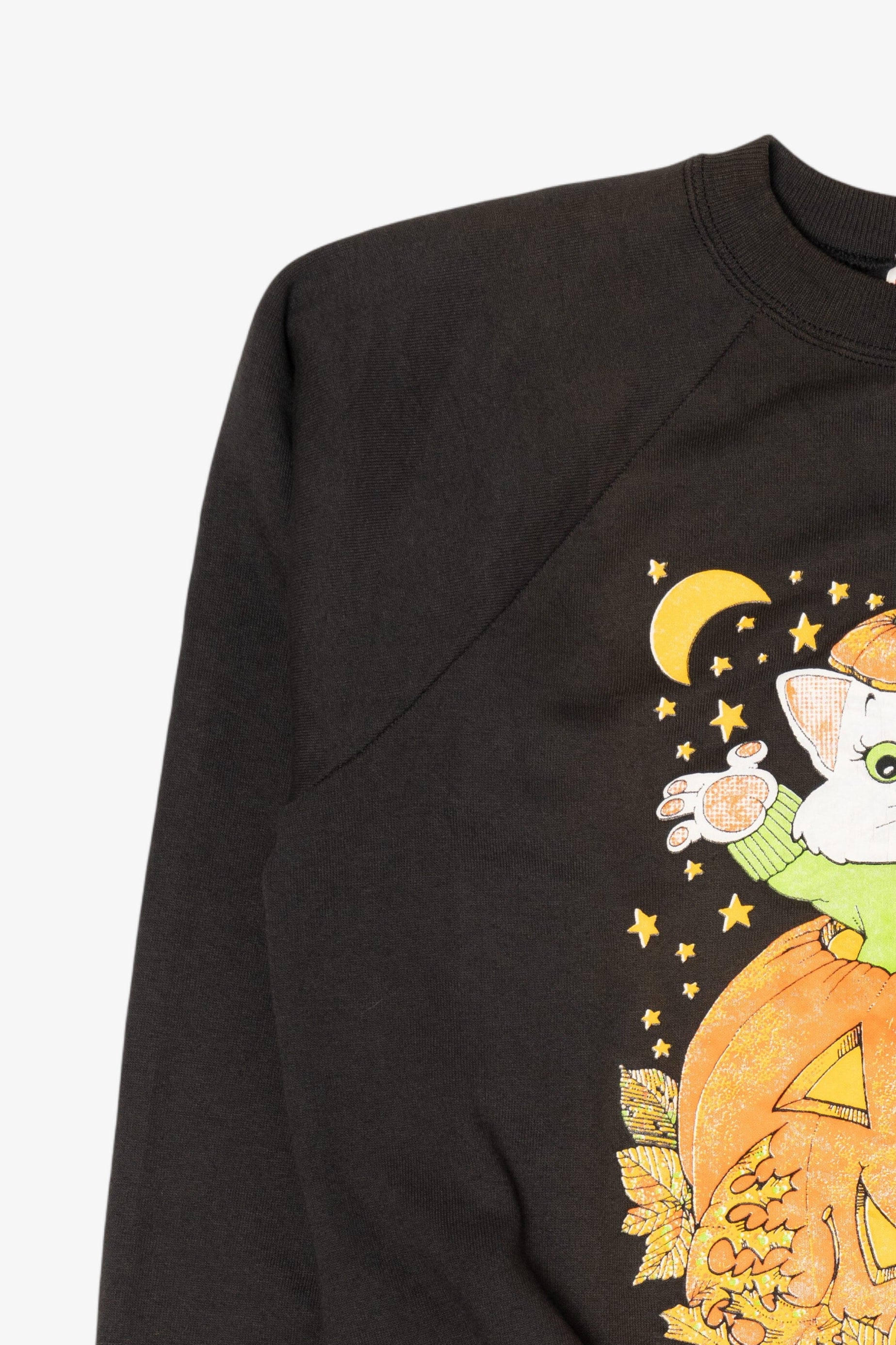 Vintage Cat In Jack O Lantern Halloween Raglan Sweatshirt (1990s)
