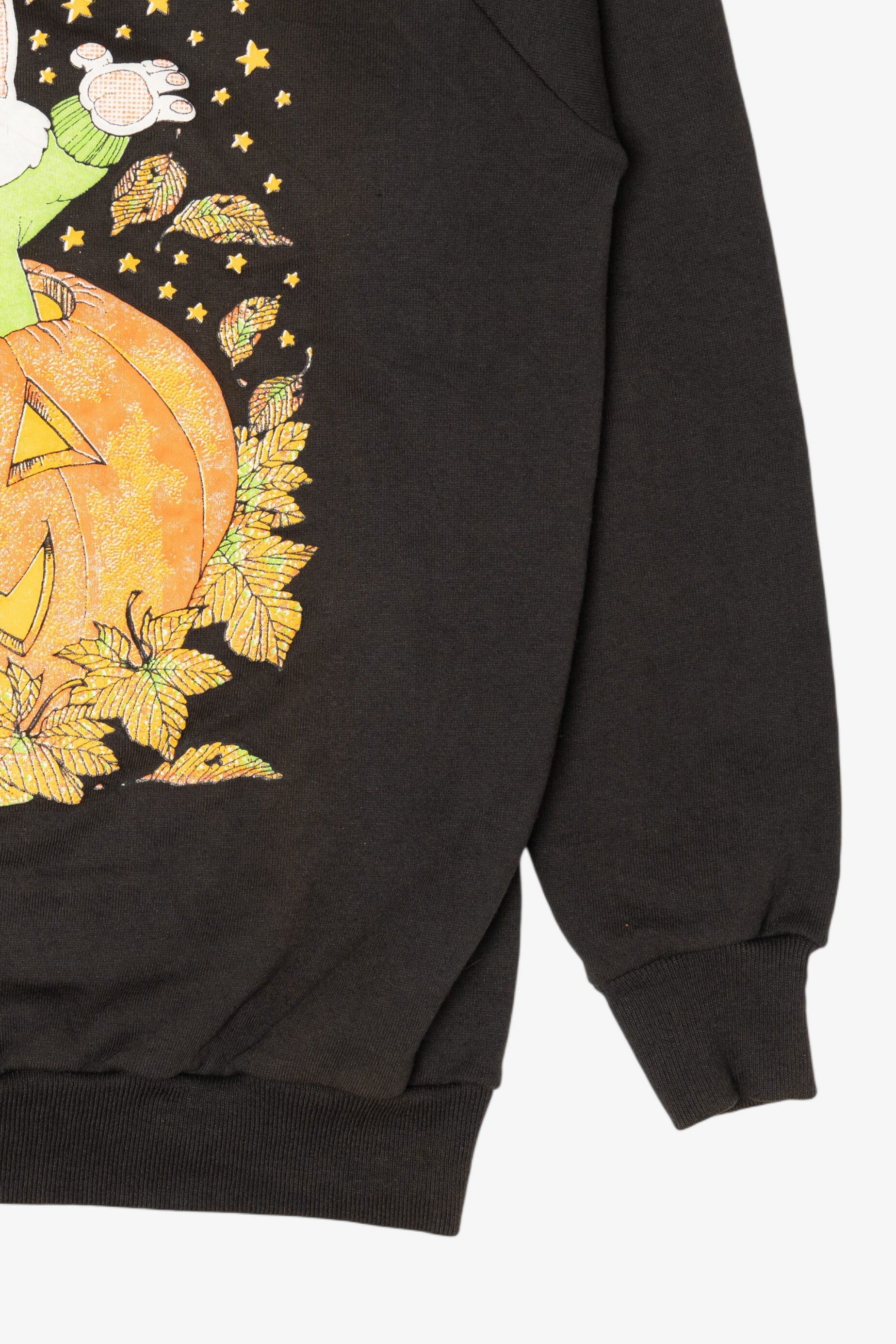 Vintage Cat In Jack O Lantern Halloween Raglan Sweatshirt (1990s