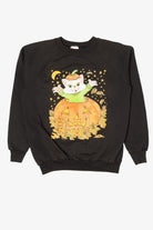 Vintage Cat In Jack O Lantern Halloween Raglan Sweatshirt (1990s)