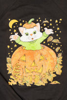 Vintage Cat In Jack O Lantern Halloween Raglan Sweatshirt (1990s)