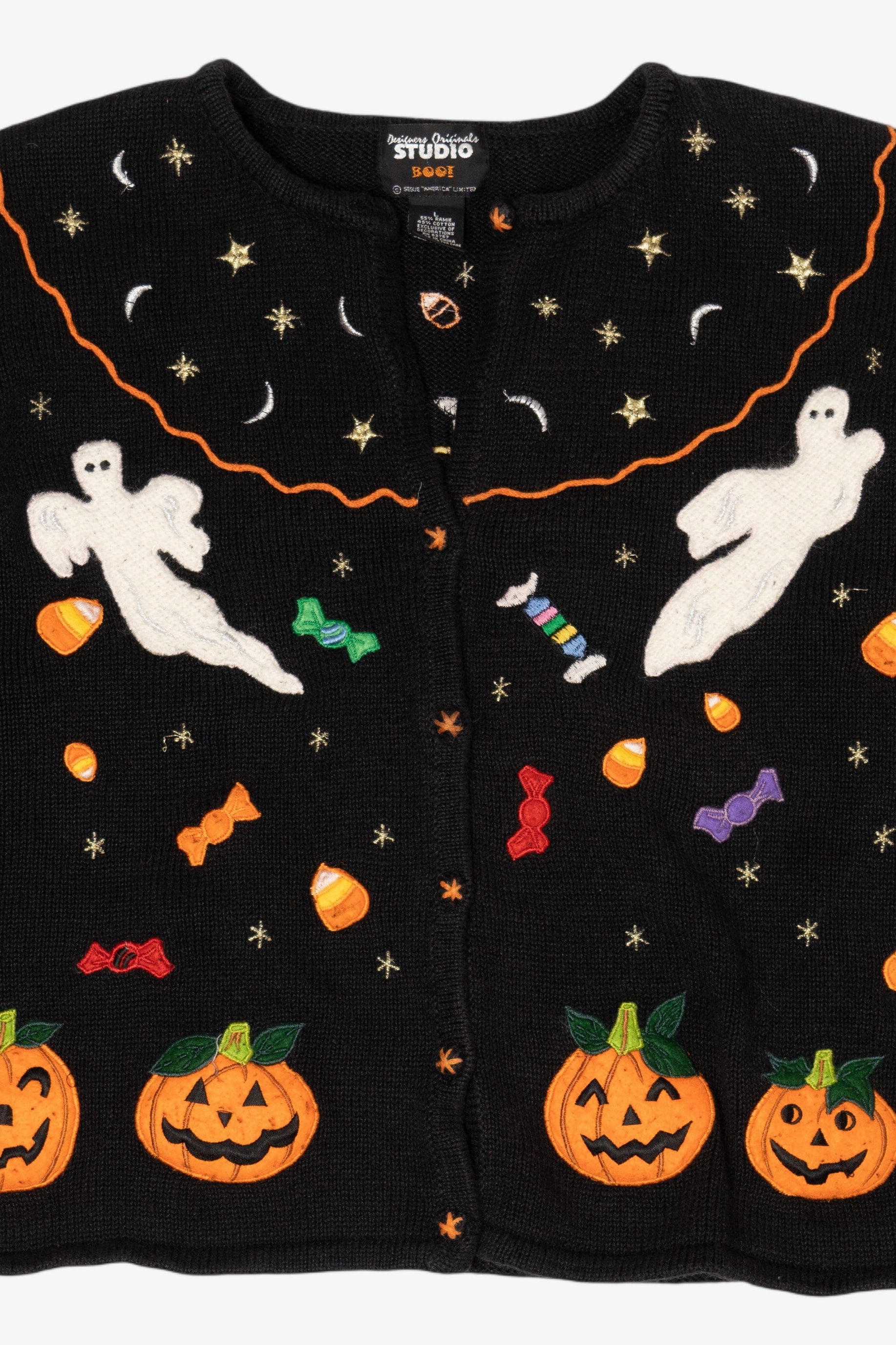 Vintage Trick Or Treat Candy Halloween Cardigan (1990s)