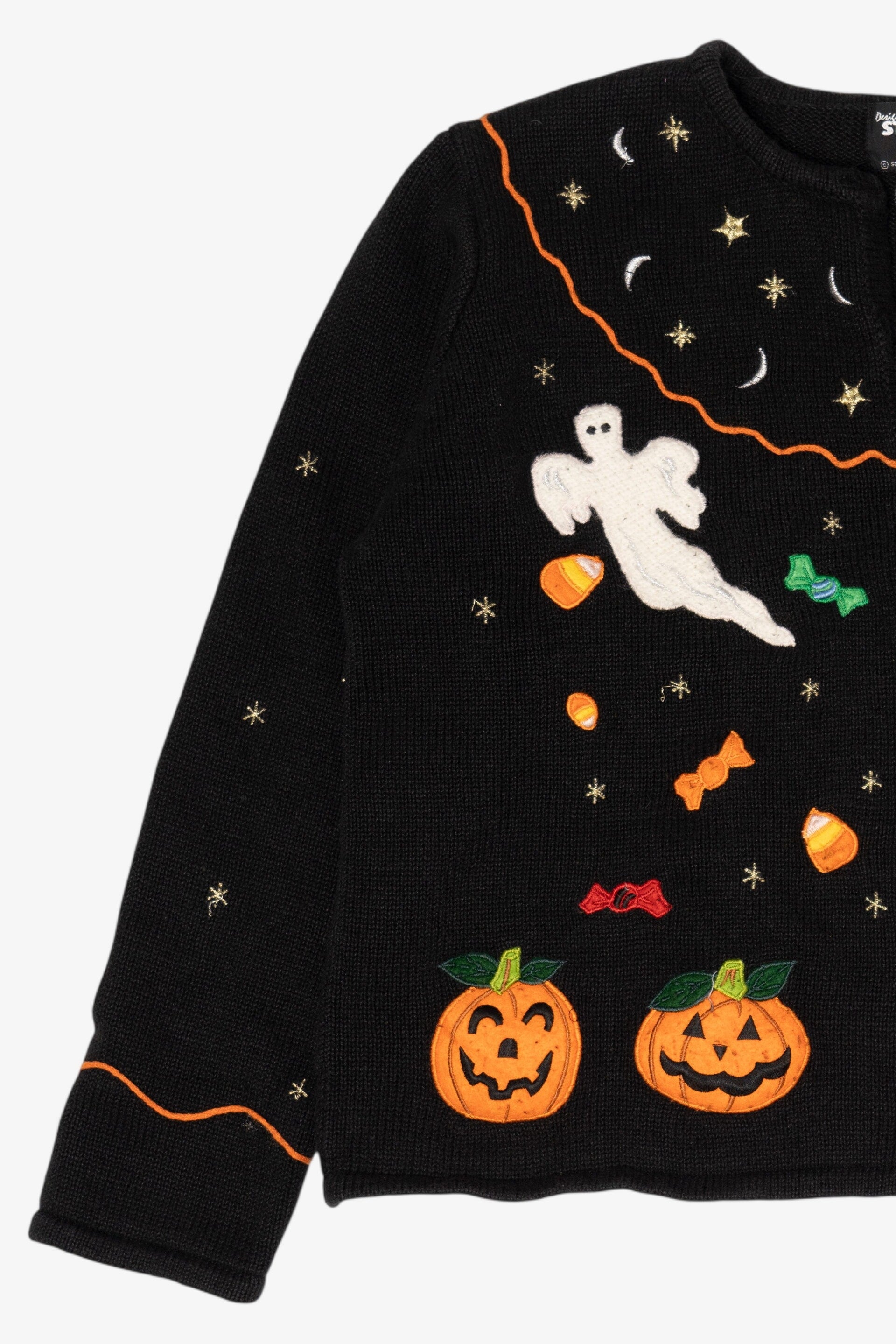 Vintage Trick Or Treat Candy Halloween Cardigan (1990s)