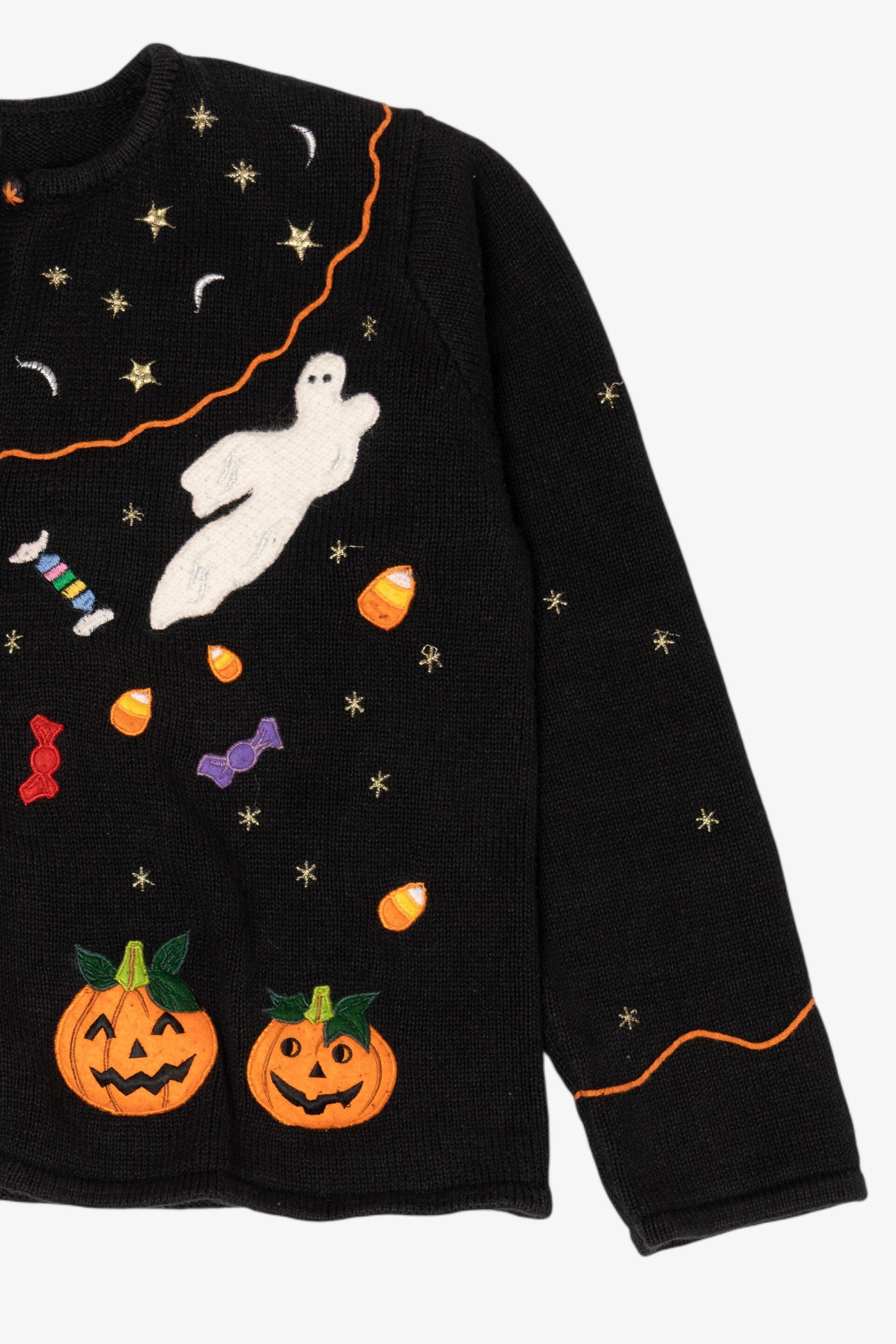 Vintage Trick Or Treat Candy Halloween Cardigan (1990s)