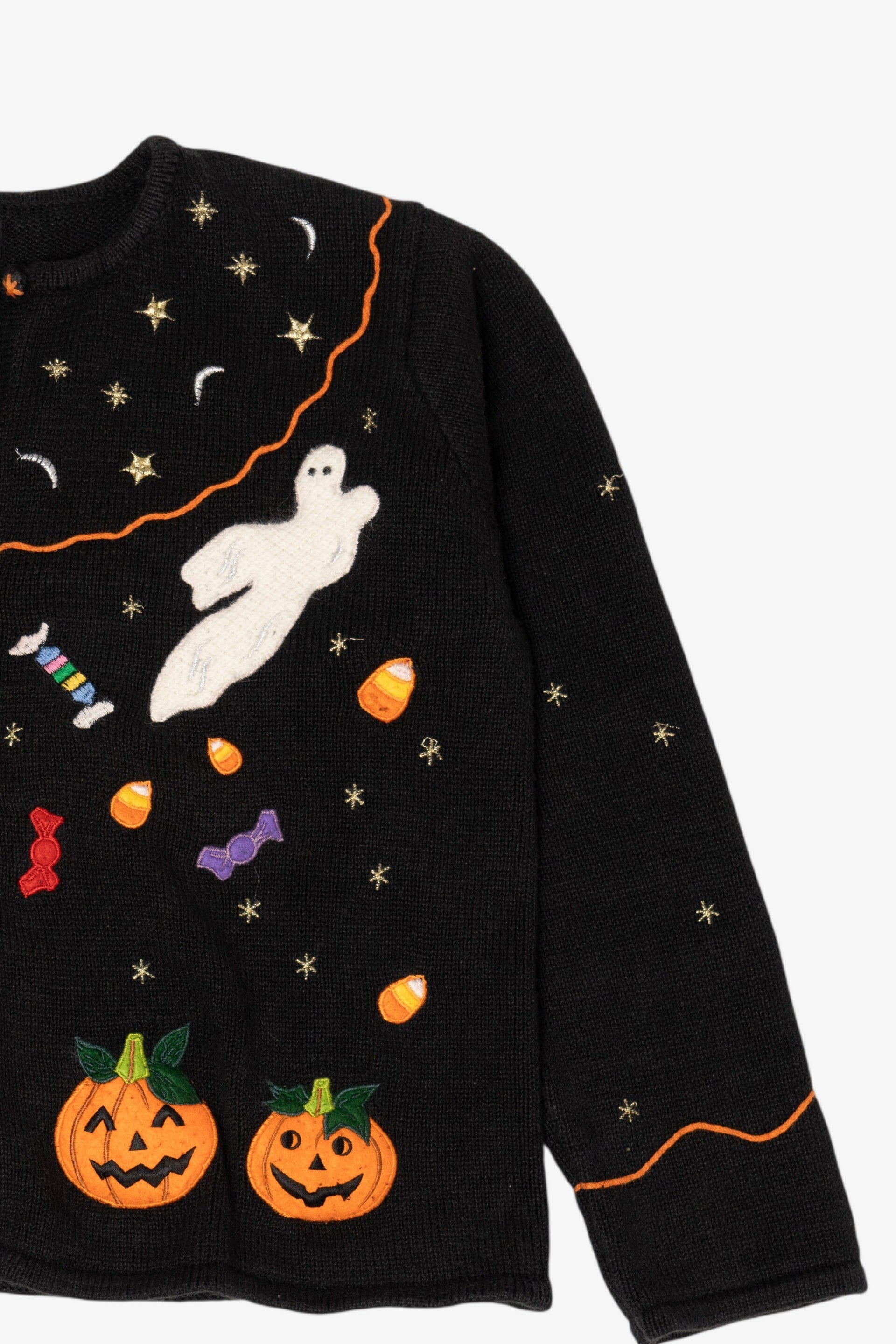 Vintage Trick Or Treat Candy Halloween Cardigan (1990s)