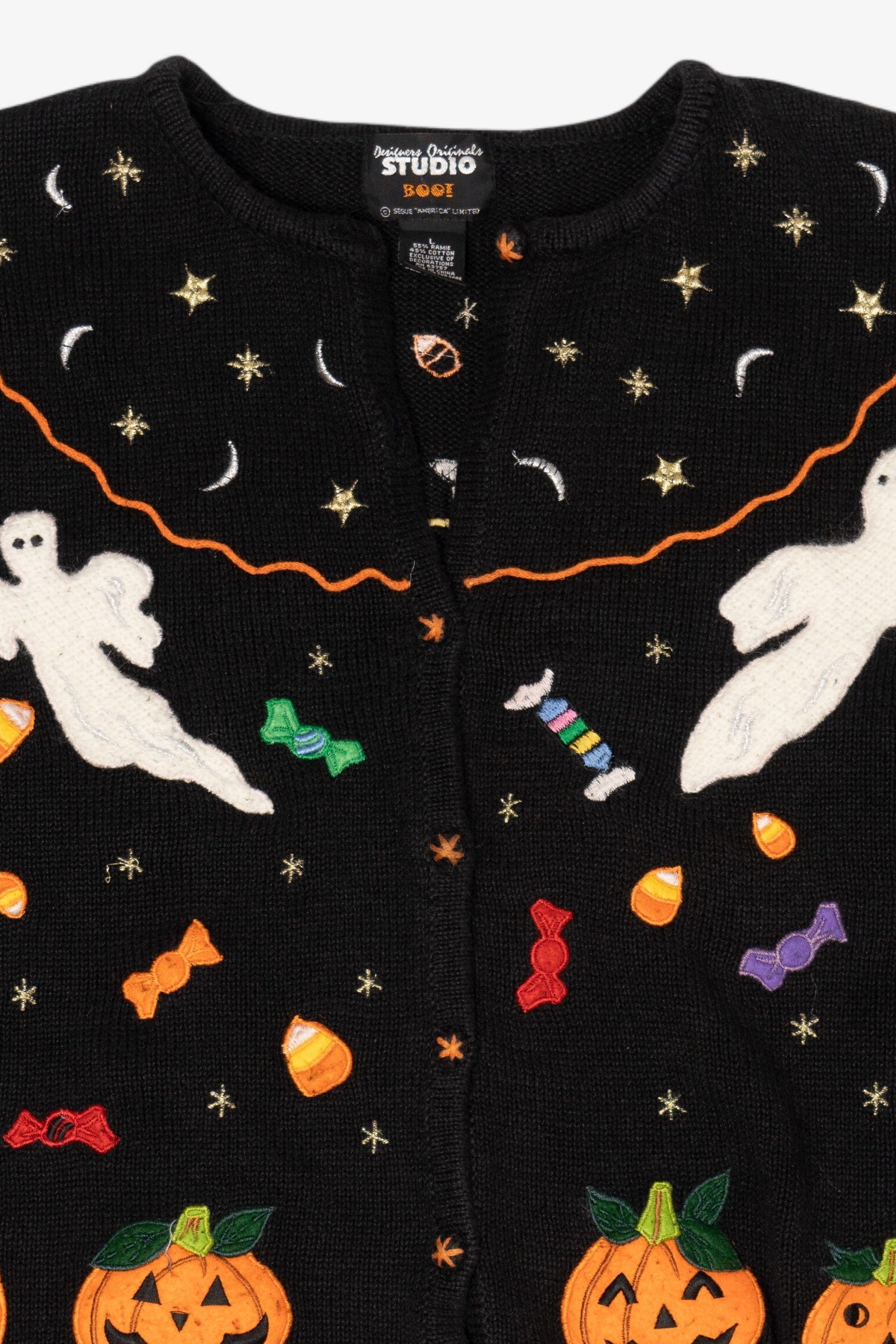 Vintage Trick Or Treat Candy Halloween Cardigan (1990s)