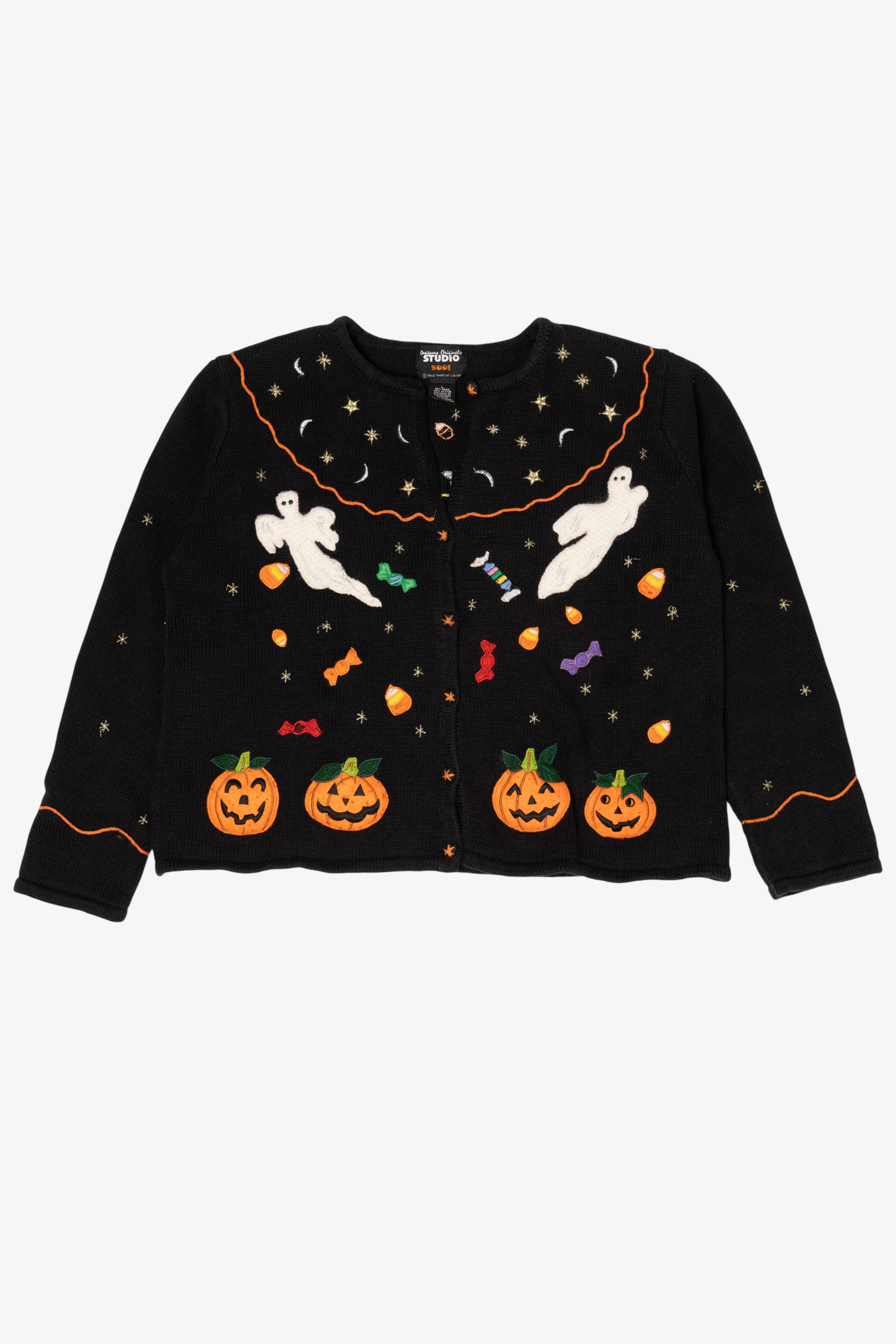 Vintage Trick Or Treat Candy Halloween Cardigan (1990s)