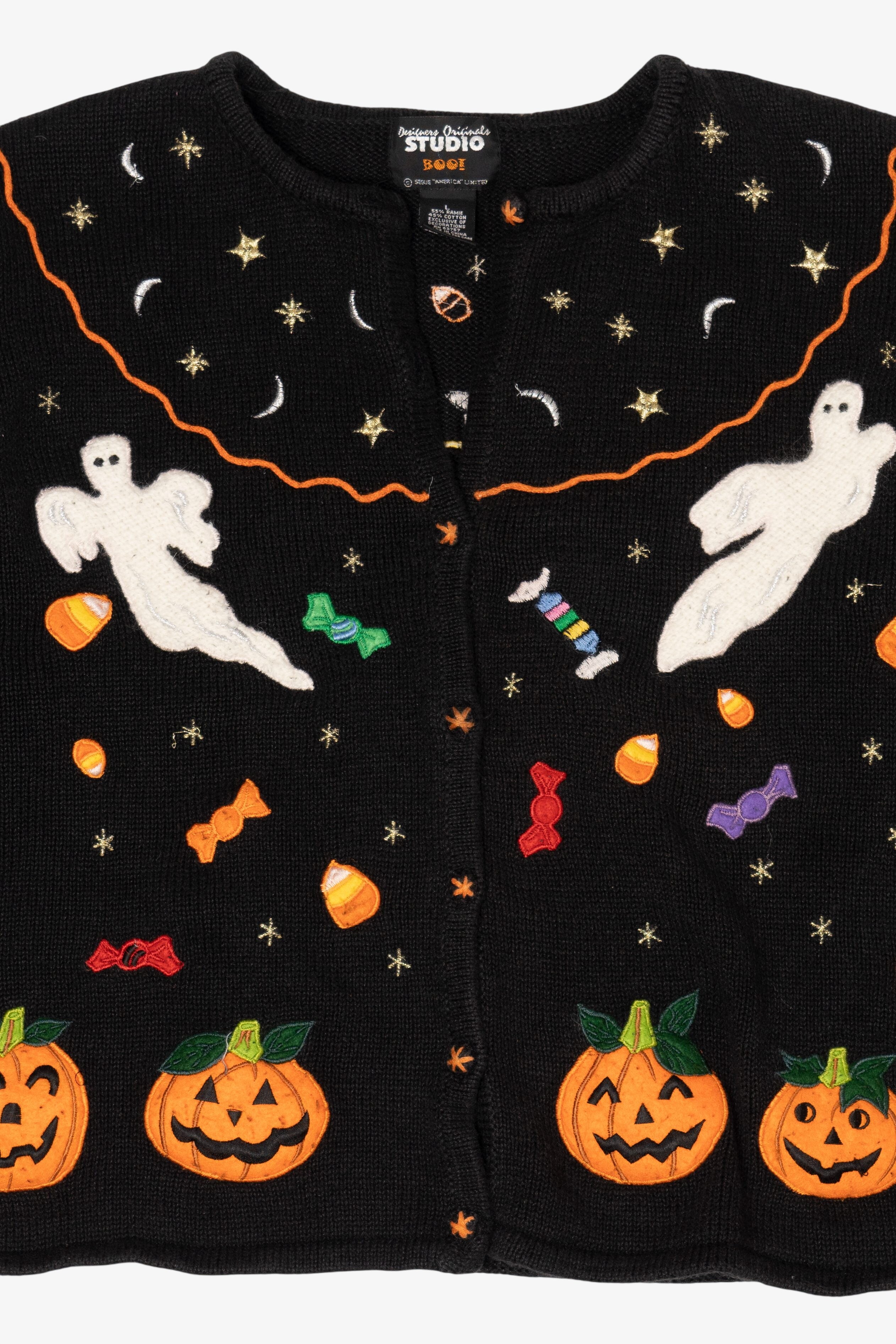 Vintage Trick Or Treat Candy Halloween Cardigan (1990s)