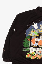 Vintage Embossed Haunted House Dracula Halloween Sweatshirt (1980s)