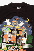 Vintage Embossed Haunted House Dracula Halloween Sweatshirt (1980s)