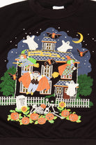 Vintage Embossed Haunted House Dracula Halloween Sweatshirt (1980s)