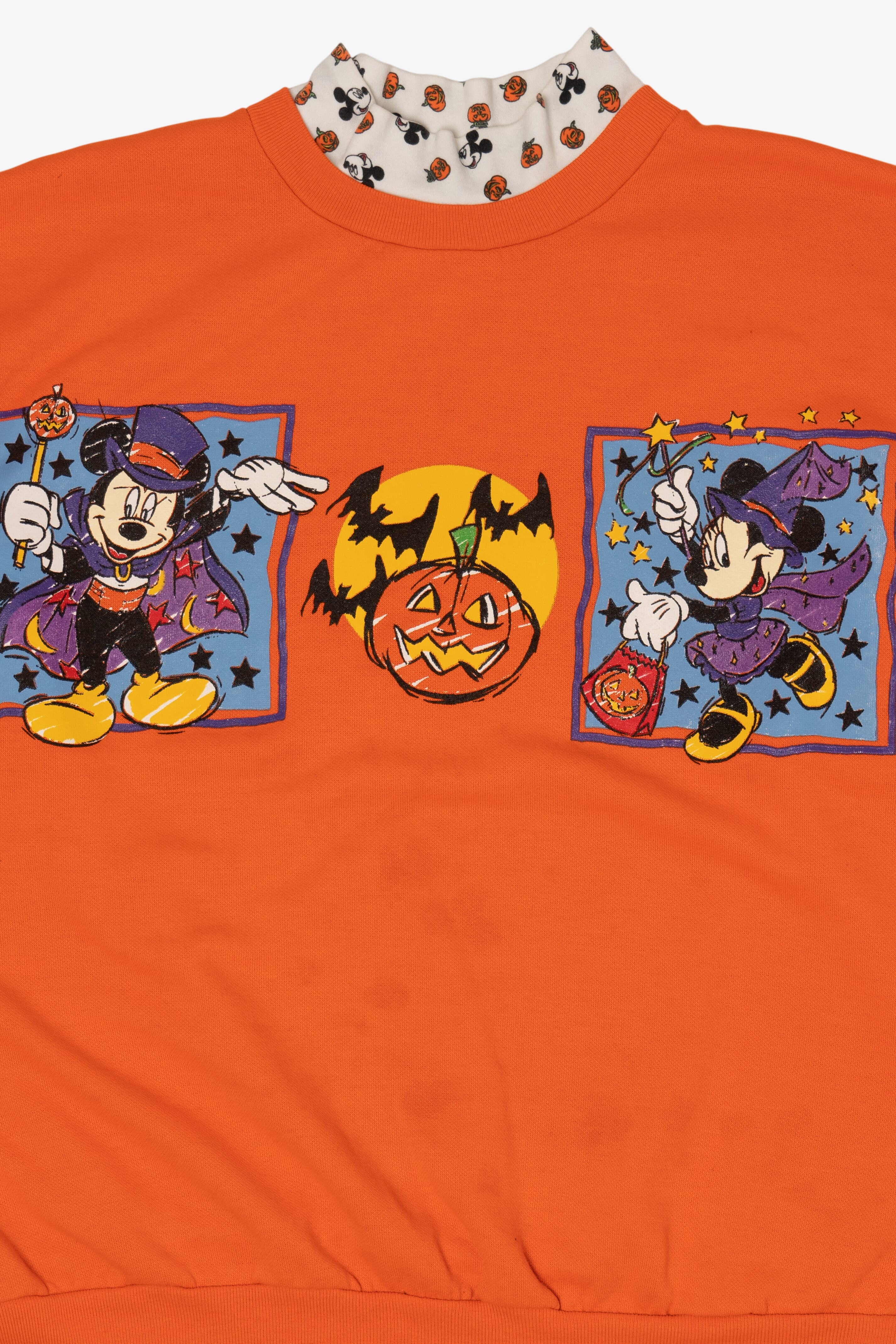 Vintage Orange Disney Mickey And Minnie Mouse Pumpkin Halloween Sweatshirt (1990s)