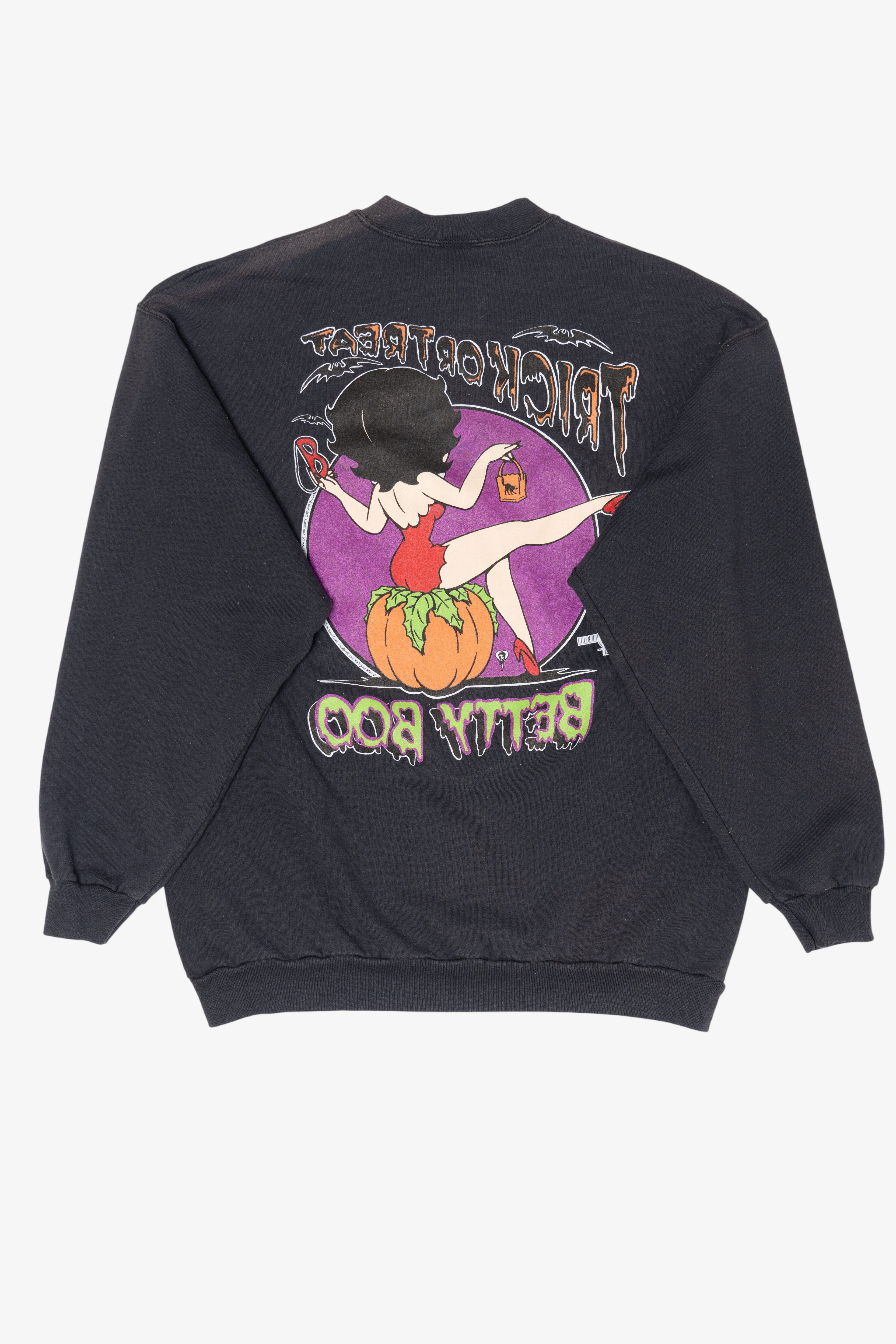 Vintage Betty Boop Trick Or Treat Front/Back Halloween Sweatshirt (1990s)