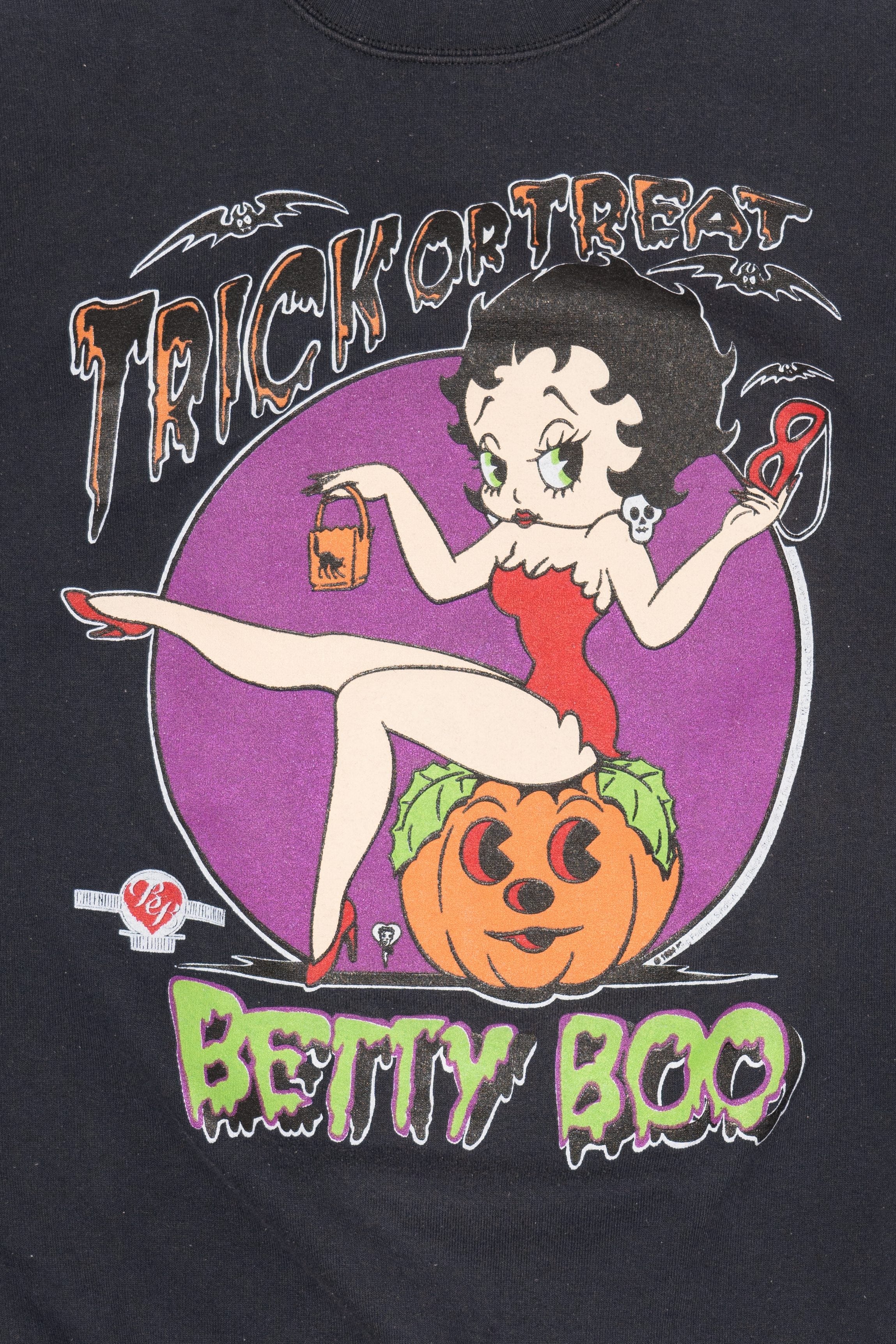 Vintage Betty Boop Trick Or Treat Front/Back Halloween Sweatshirt (1990s)