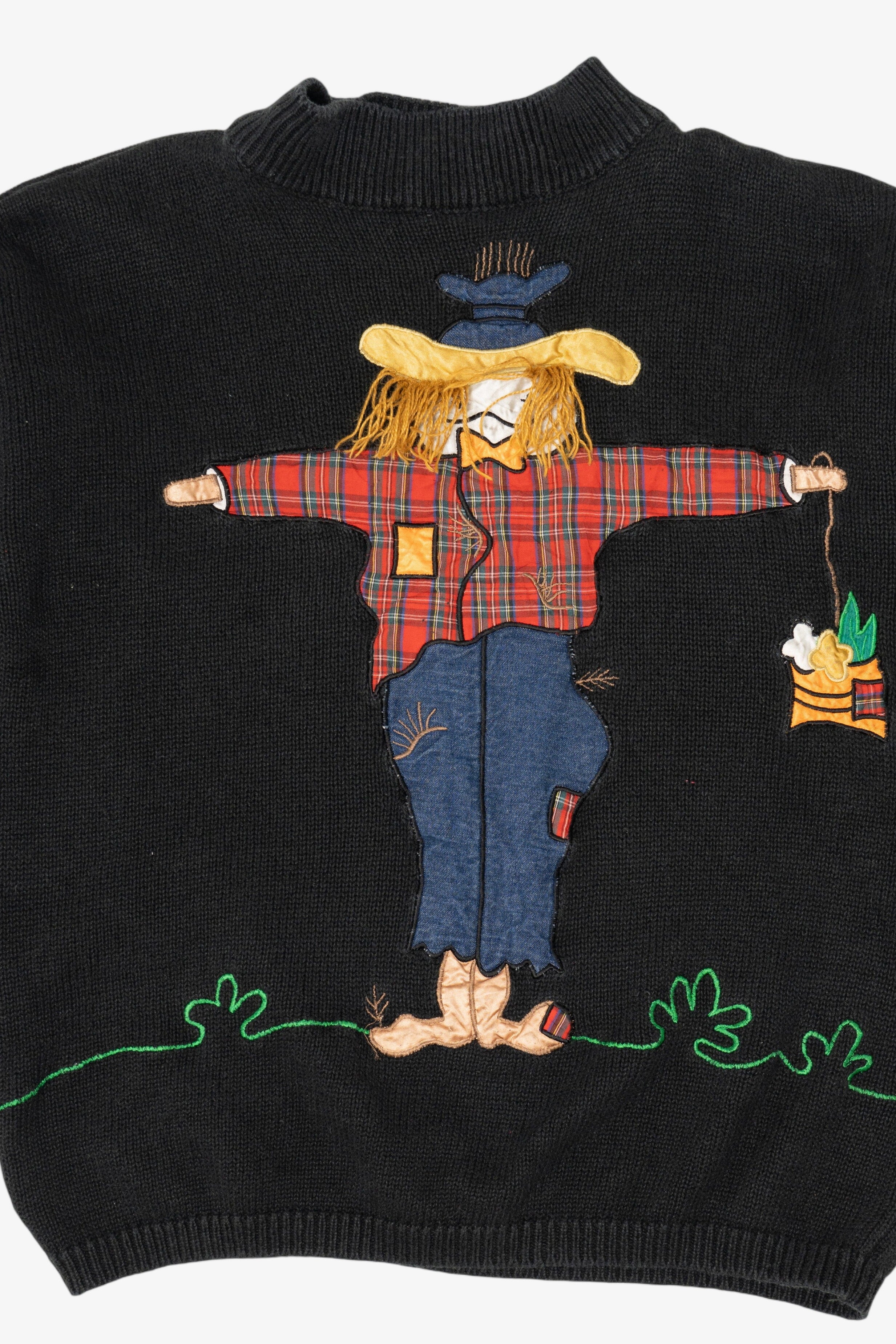 Vintage Scarecrow Autumn Harvest Colleen's Collectibles Halloween Sweater (1990s)
