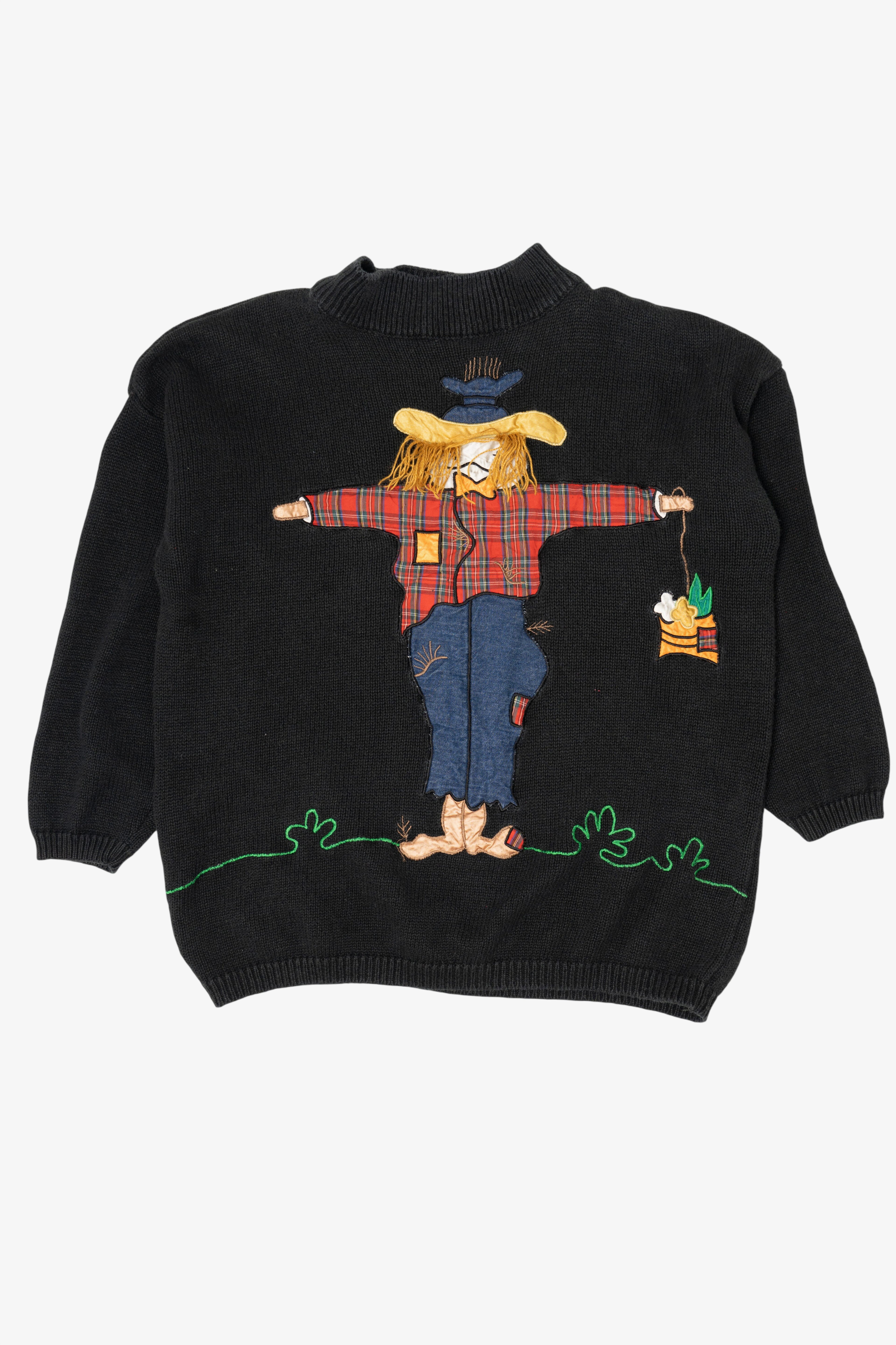 Vintage Scarecrow Autumn Harvest Colleen's Collectibles Halloween Sweater (1990s)