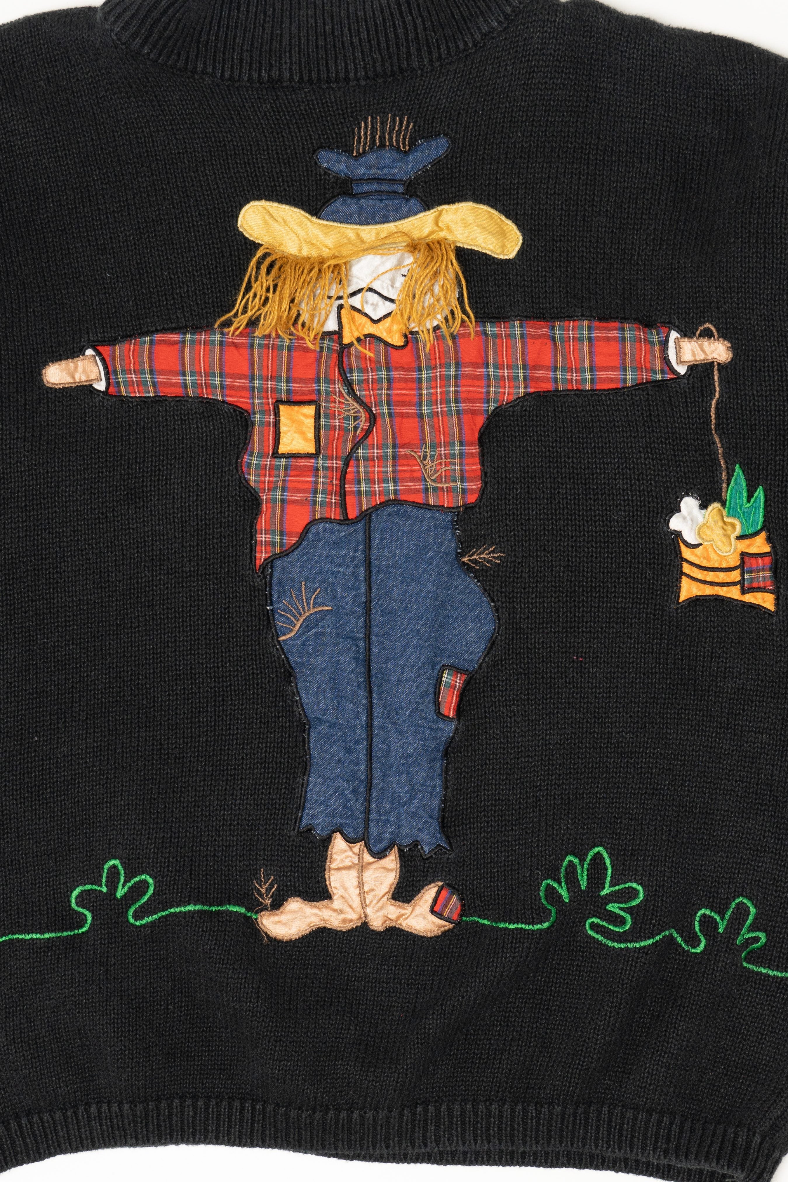 Vintage Scarecrow Autumn Harvest Colleen's Collectibles Halloween Sweater (1990s)