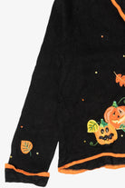 Vintage Black Tiara Pumpkin Patch Halloween Cardigan (1990s)