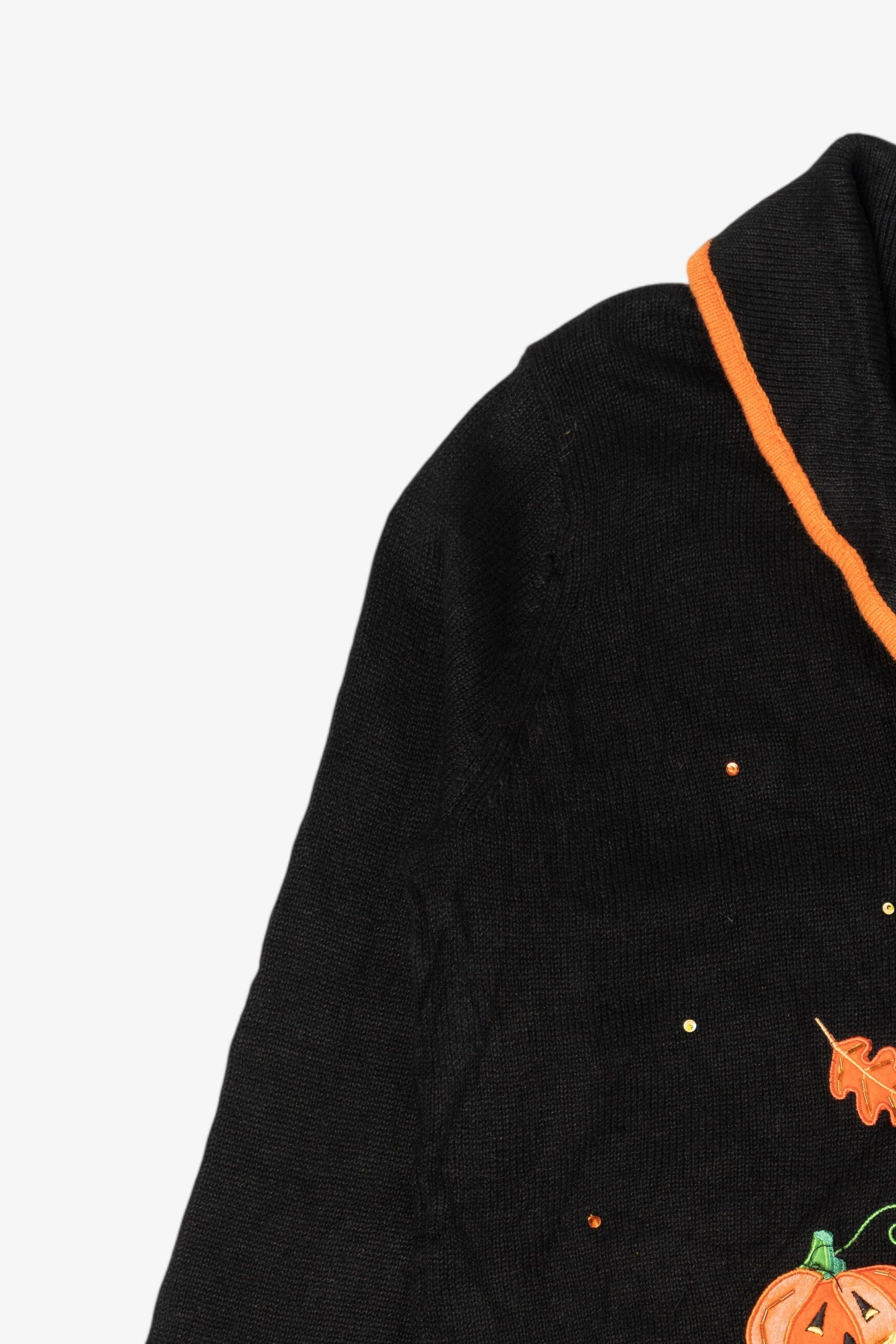 Vintage Black Tiara Pumpkin Patch Halloween Cardigan (1990s)