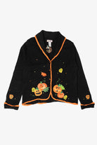 Vintage Black Tiara Pumpkin Patch Halloween Cardigan (1990s)