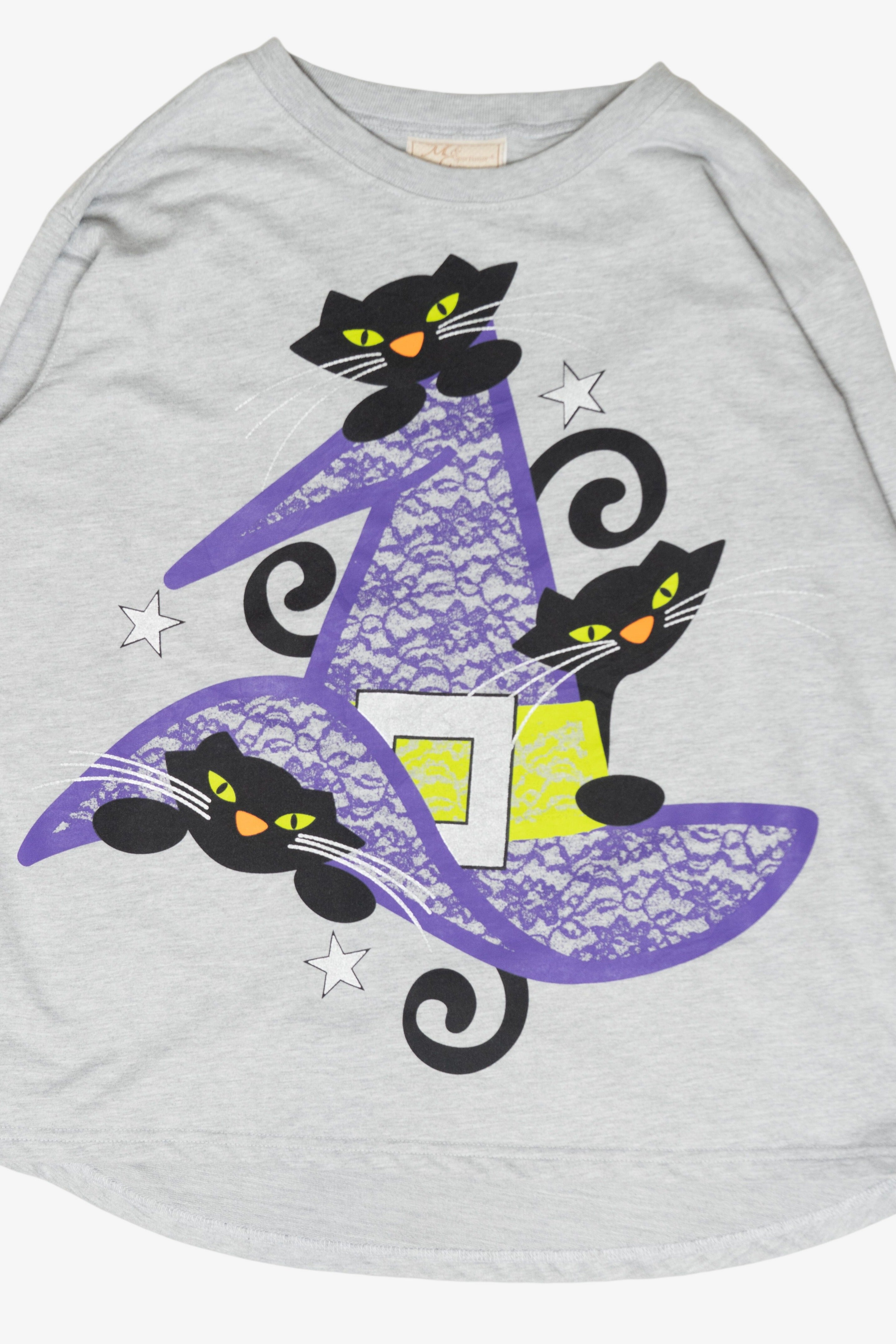 Witch Hat Black Cats Vintage Halloween Sweatshirt (2000s)