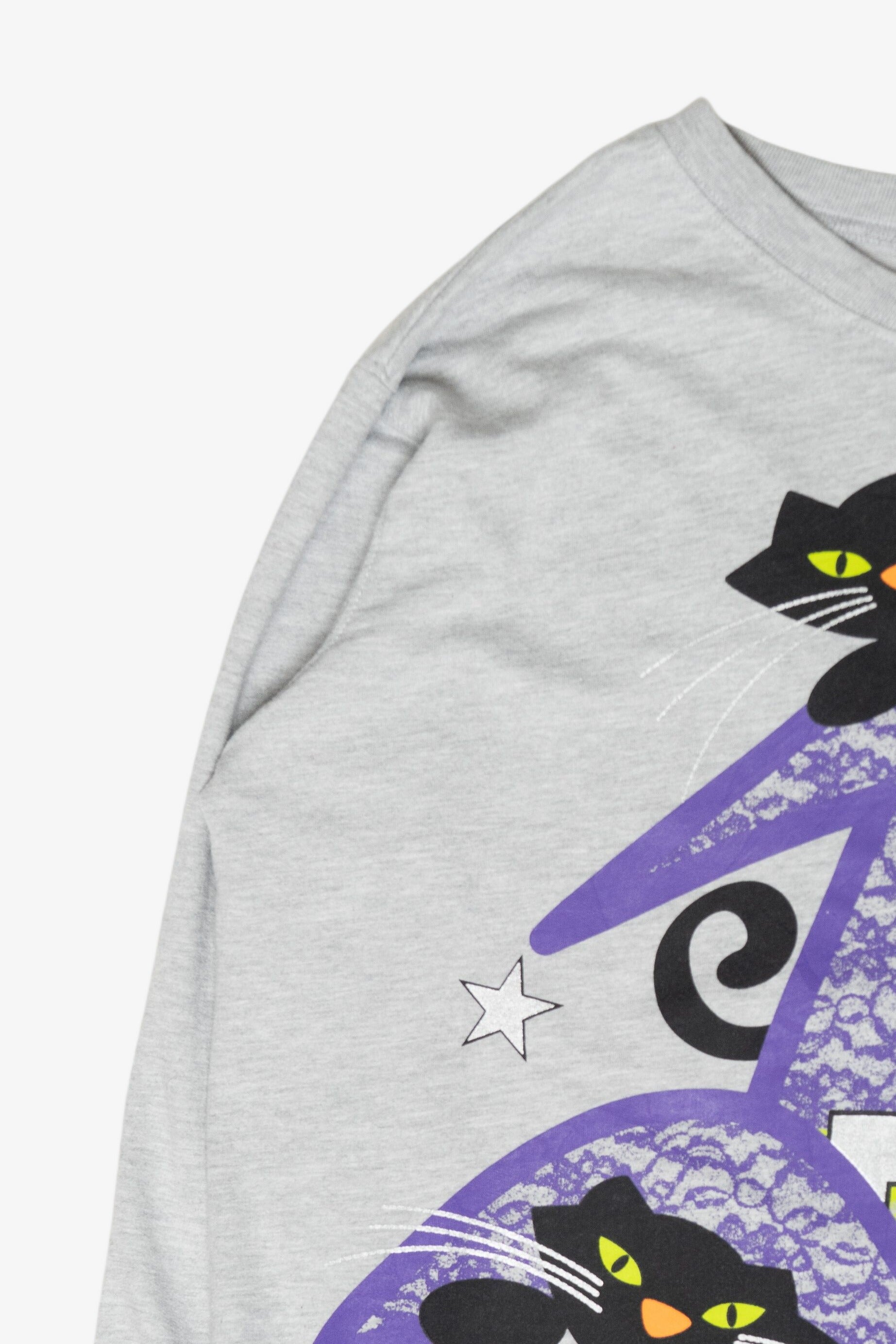 Witch Hat Black Cats Vintage Halloween Sweatshirt (2000s)