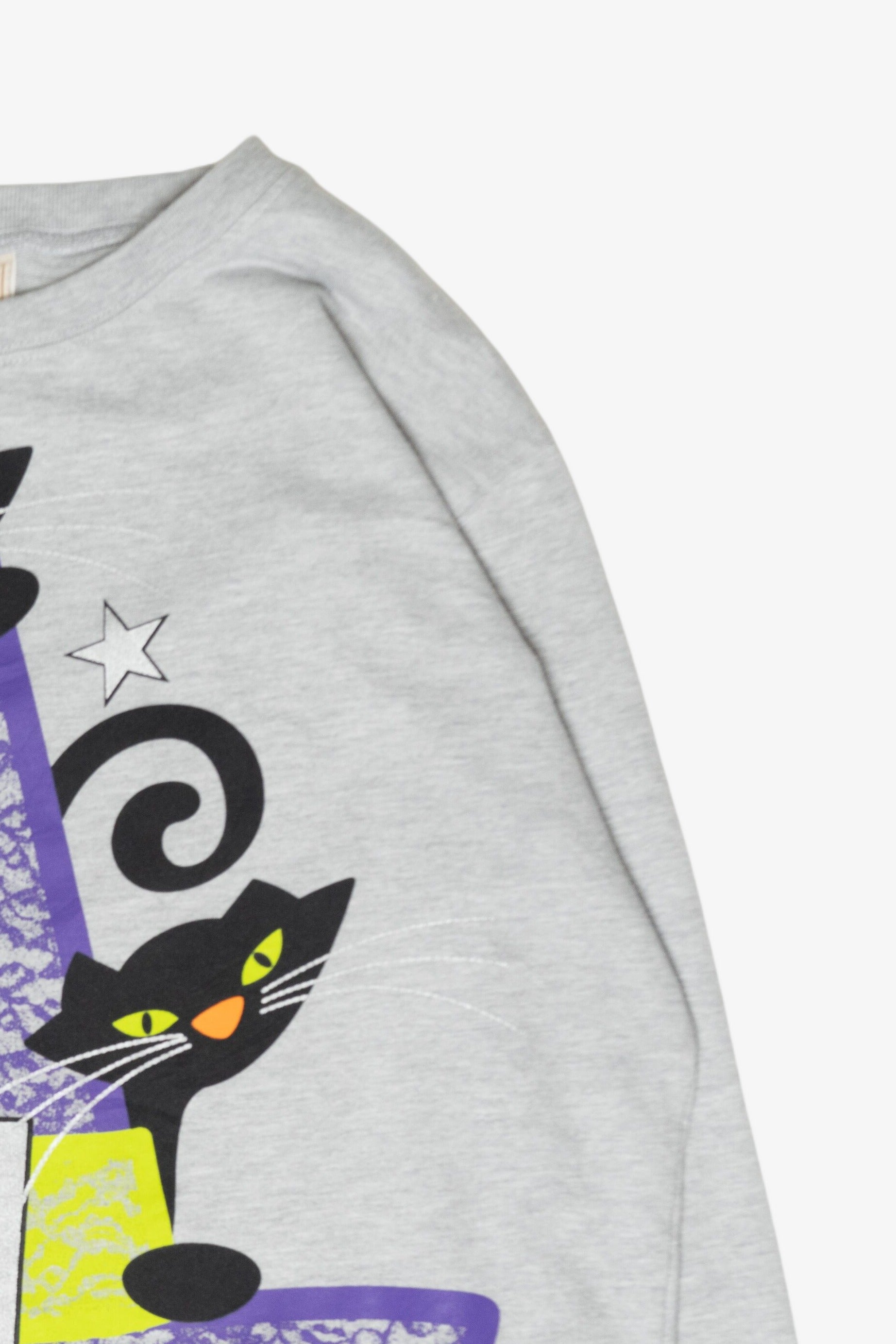 Witch Hat Black Cats Vintage Halloween Sweatshirt (2000s)