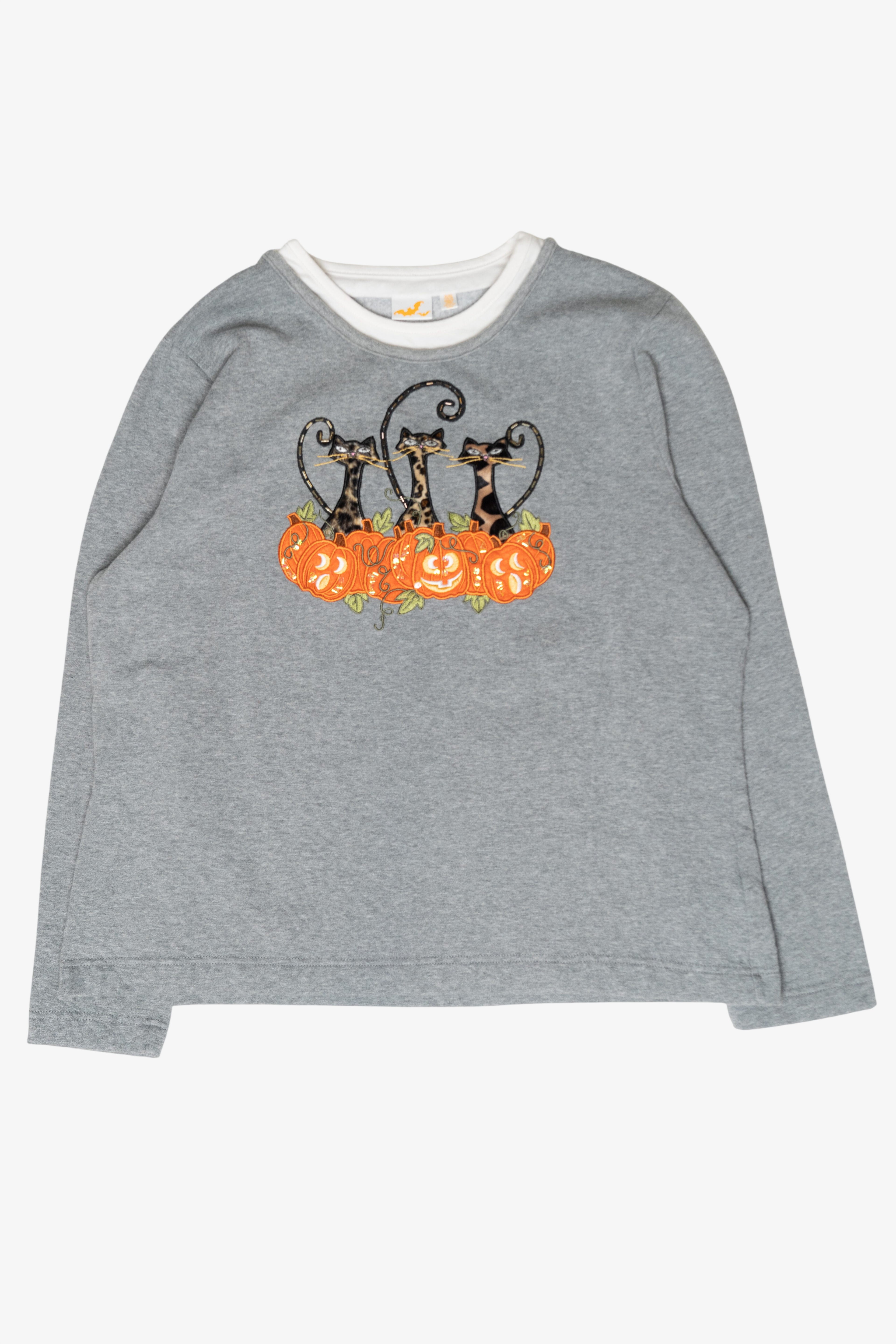 Cats Pumpkins Vintage Halloween Sweatshirt (2000s)
