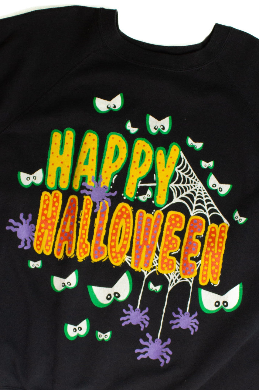 Vintage Spooky Eyes Happy Halloween Sweatshirt (1990s)