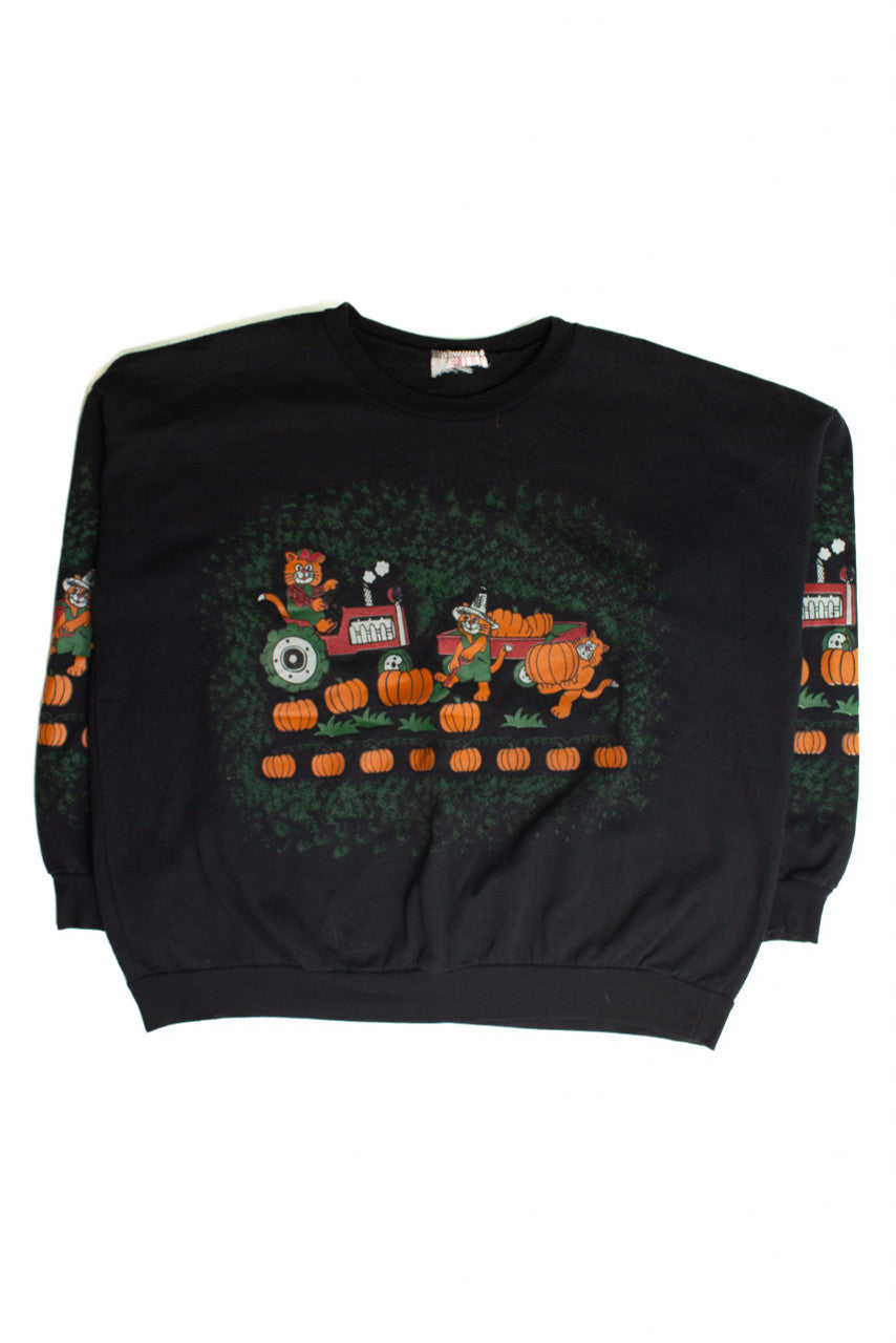 Vintage Farm Cats Halloween Sweatshirt (1990s)