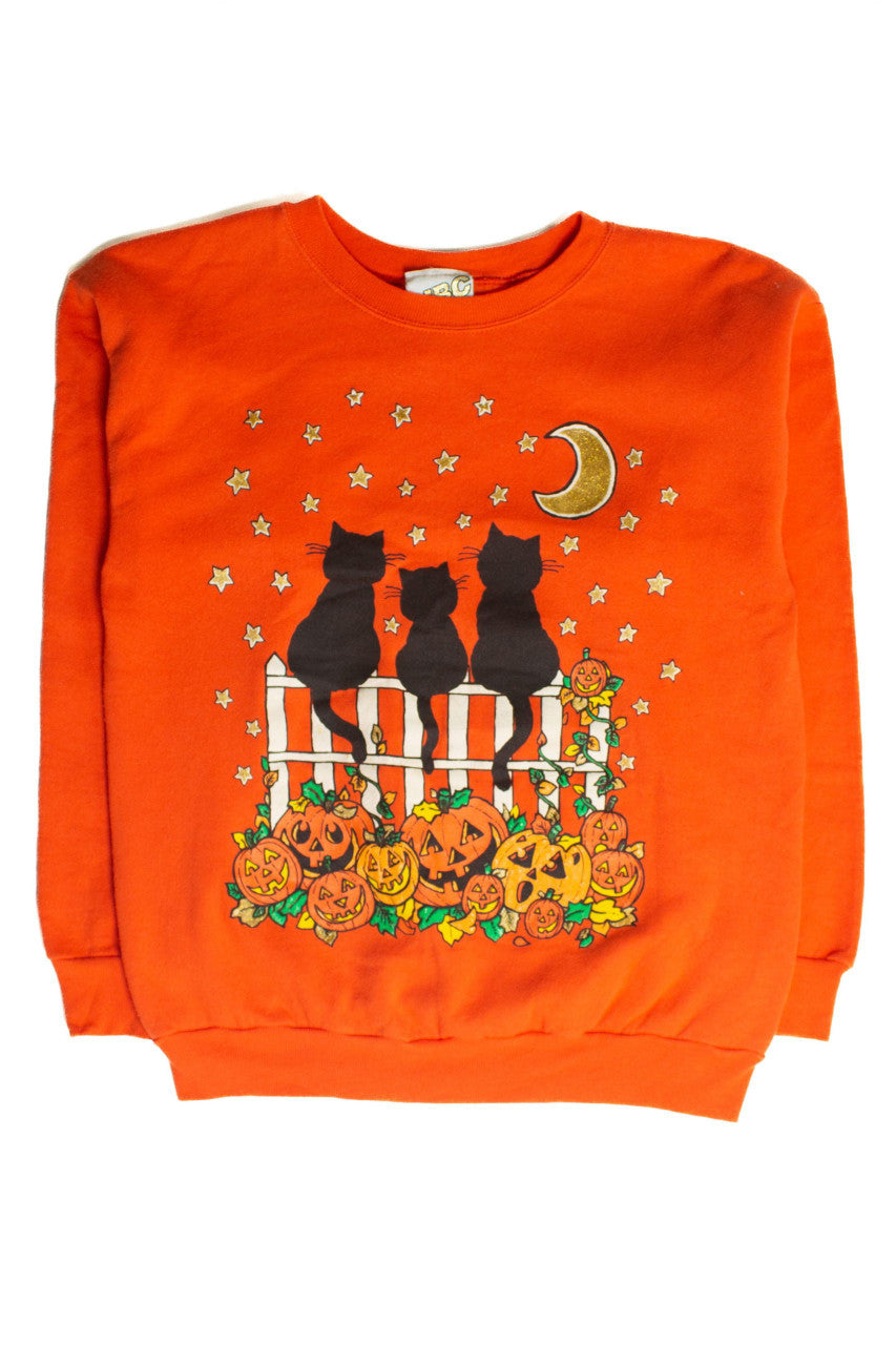 Vintage Fence Cats Halloween Sweatshirt (1990s)