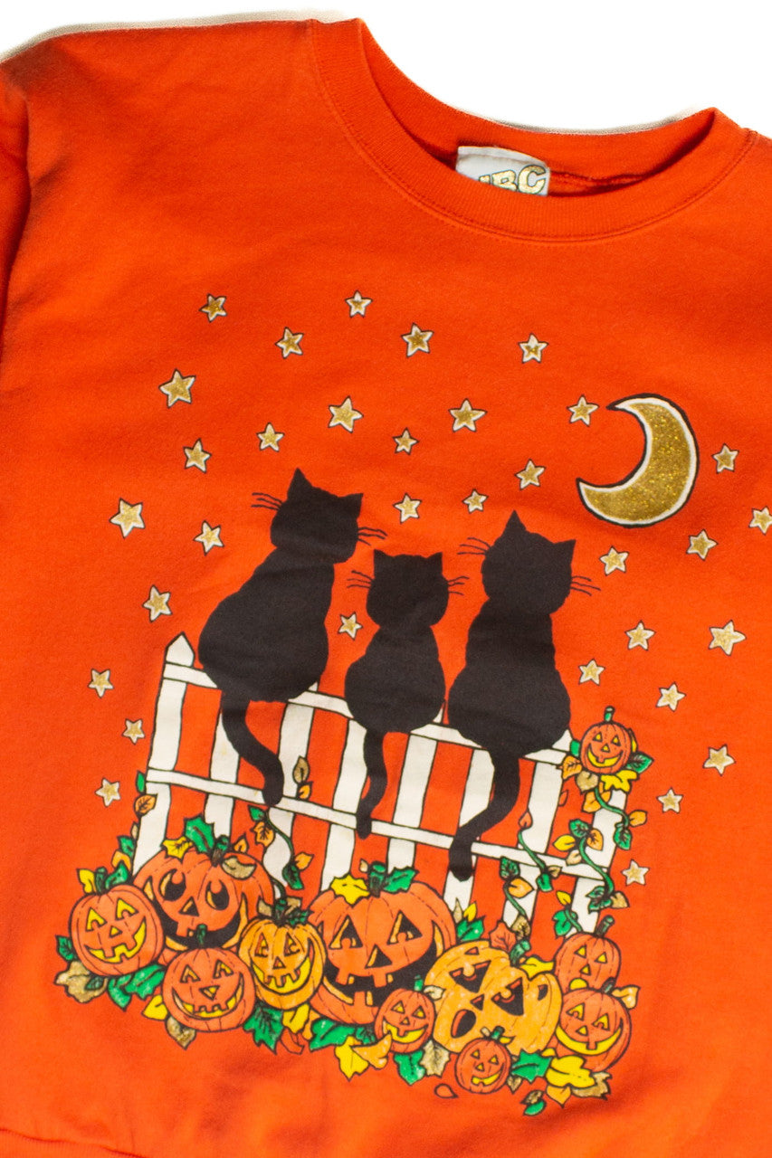 Vintage Fence Cats Halloween Sweatshirt (1990s)