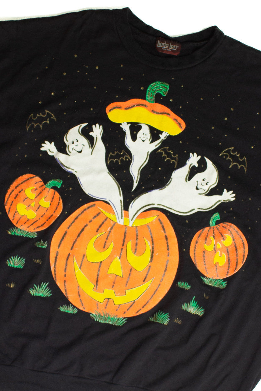Vintage Pumpkin Ghosts Halloween Sweatshirt (1990s)