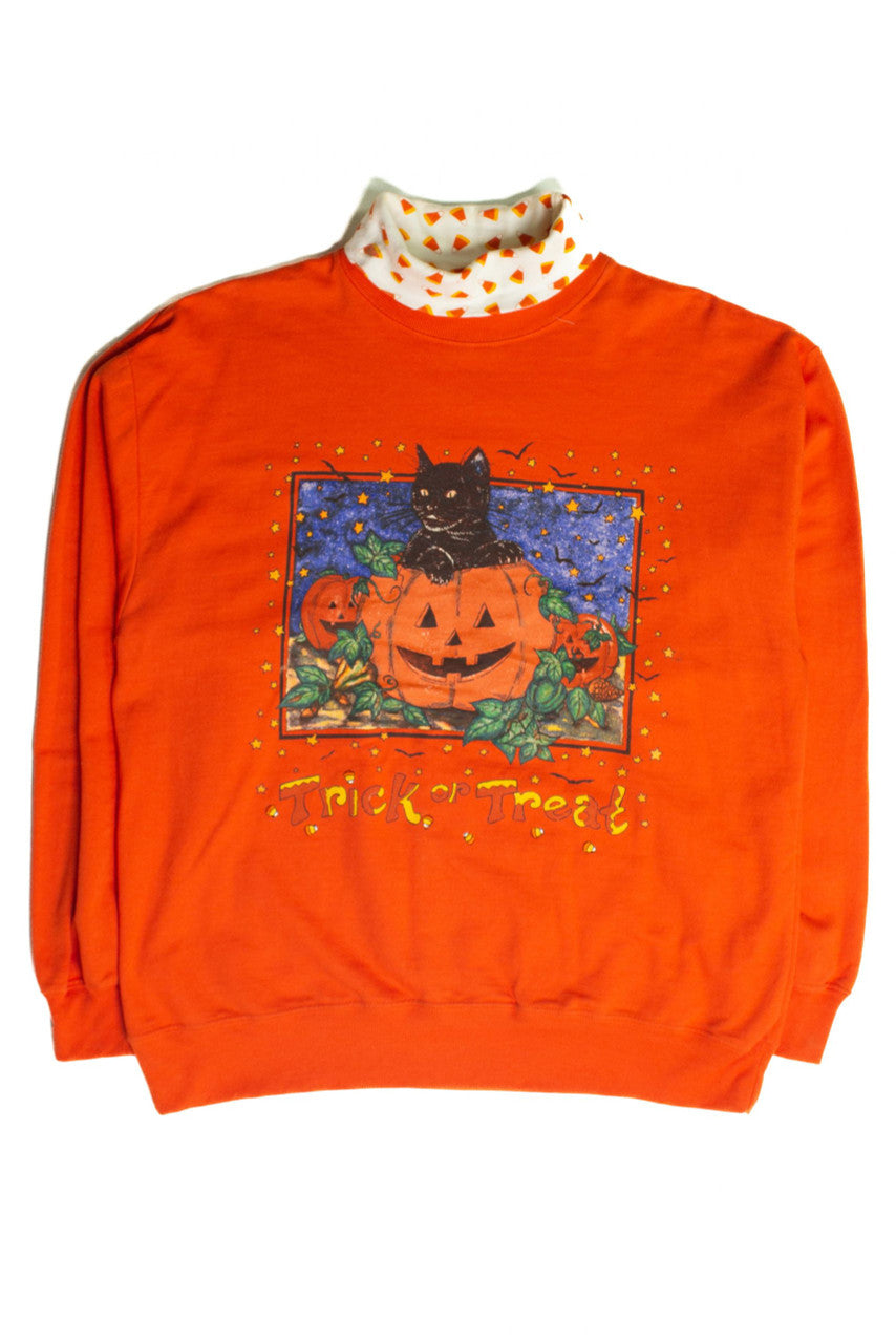 Vintage Candy Corn Turtleneck Halloween Sweatshirt (1990s)