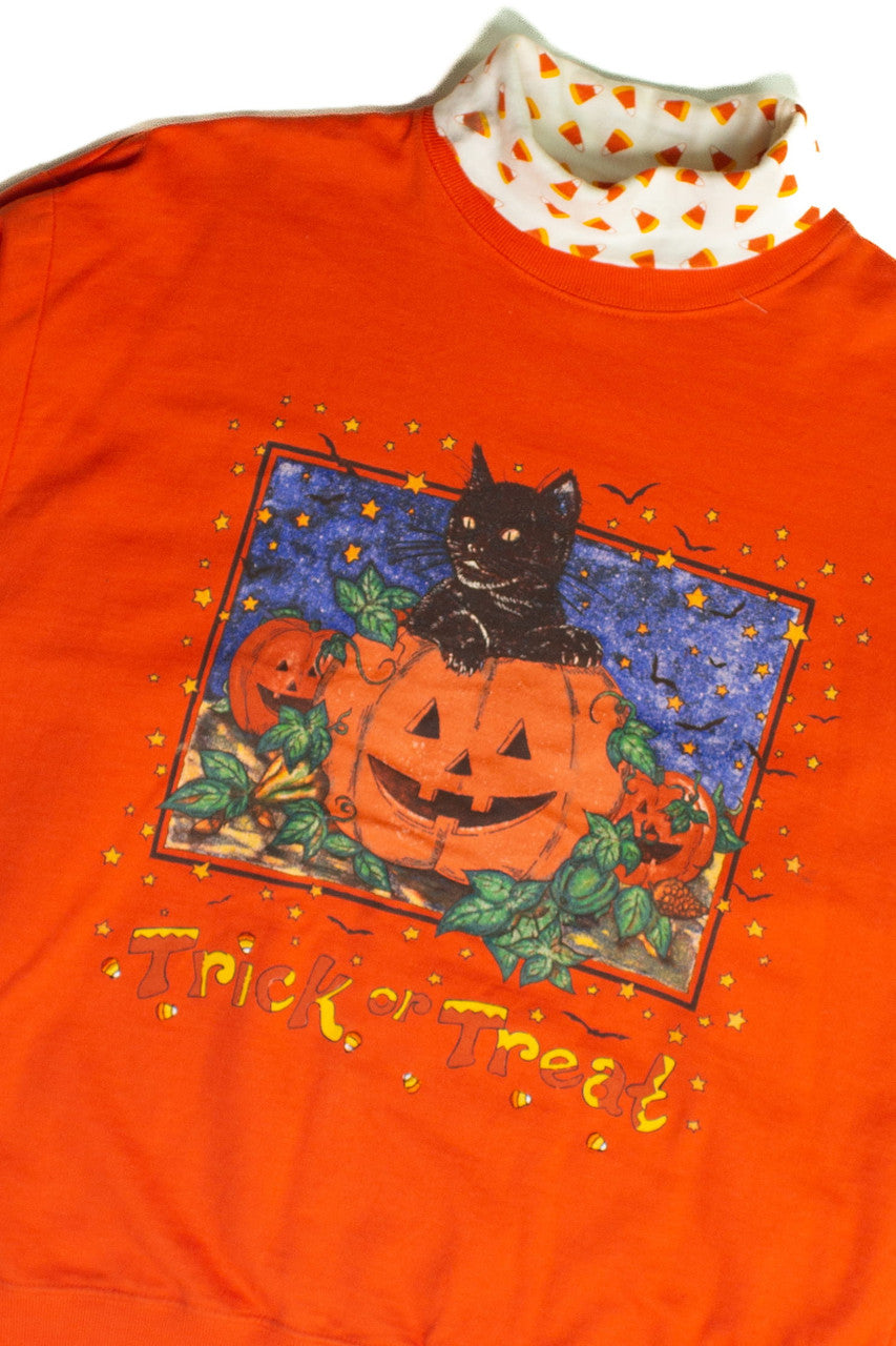 Vintage Candy Corn Turtleneck Halloween Sweatshirt (1990s)