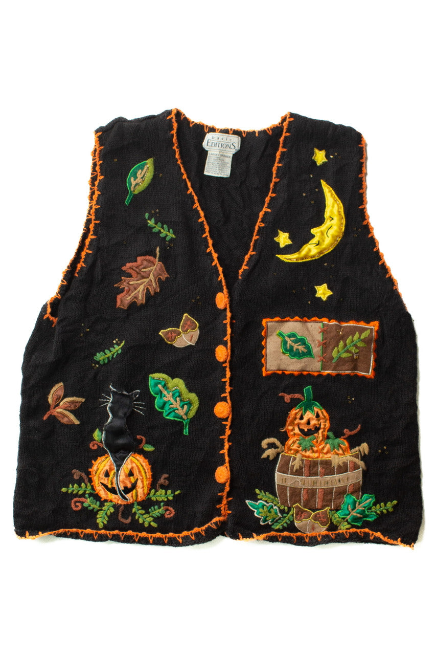 Vintage Moon & Cat Halloween Vest (1990s)