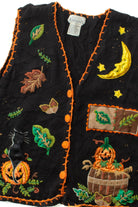 Vintage Moon & Cat Halloween Vest (1990s)