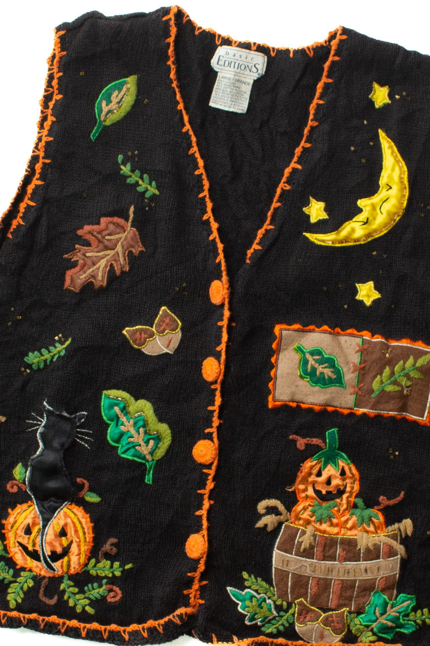 Vintage Moon & Cat Halloween Vest (1990s)